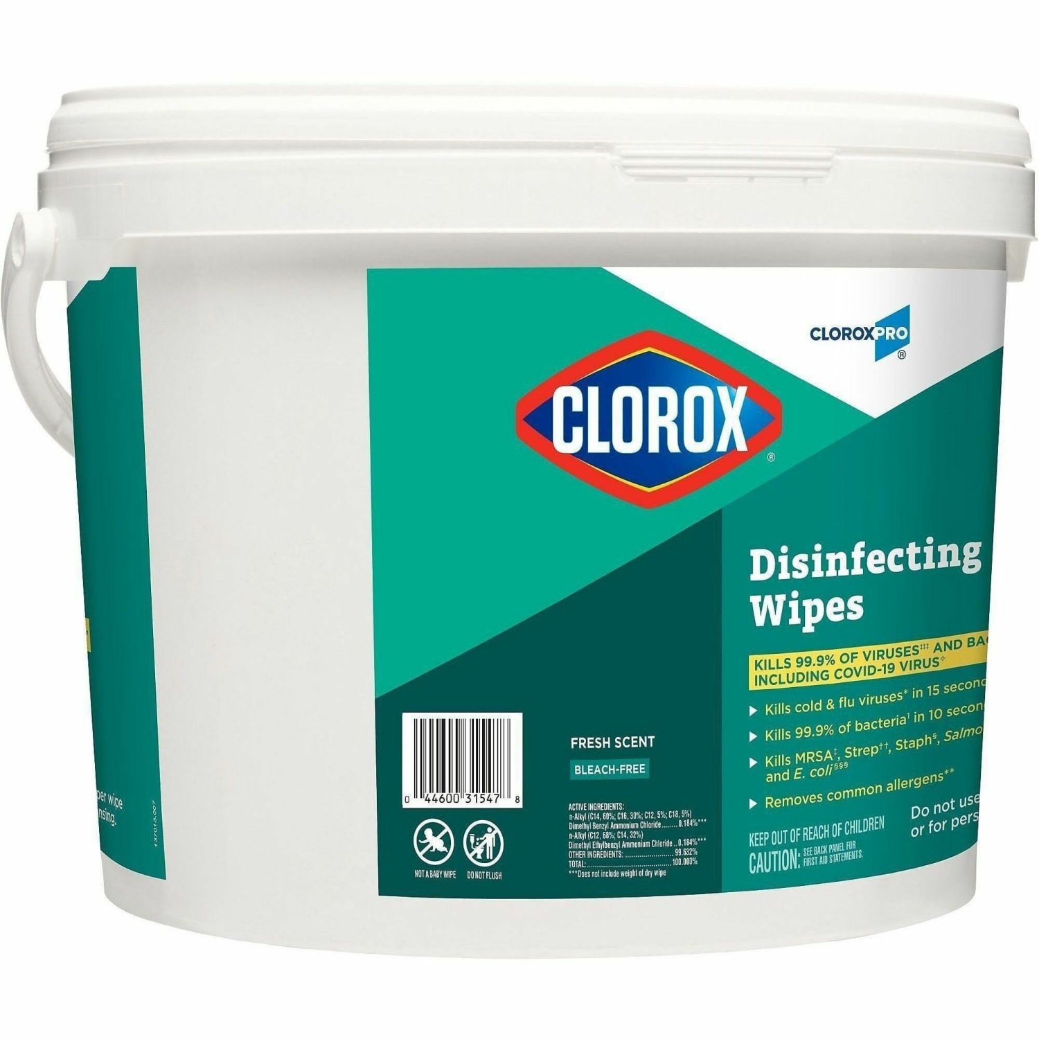 CloroxPro Disinfecting Wipes - Ready-To-Use - Fresh Scent - Pre-moistened, Anti-bacterial, Textured - White - 700 Tub - 24 / Bundle - Image 4
