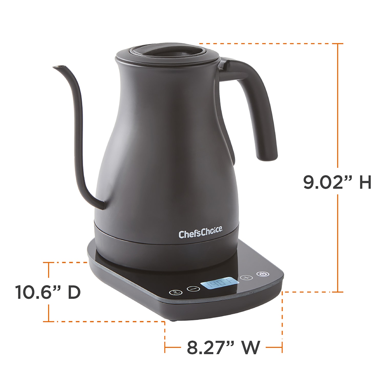 Edgecraft Chefs Choice 1L Electric Gooseneck Kettle, Matte Black - Image 5