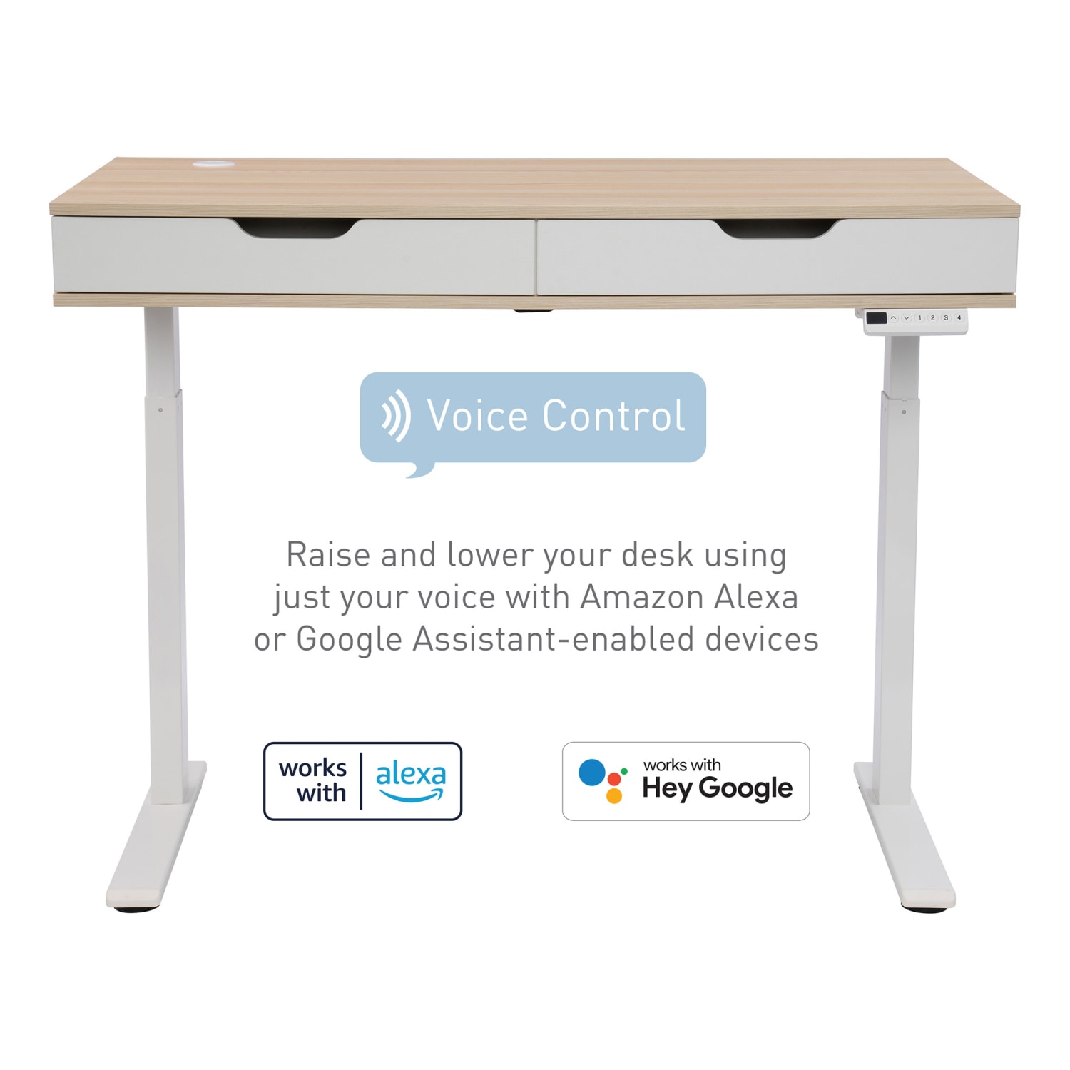 Realspace Smart Electric 48inW Height-Adjustable Standing Desk, White/Natural - Image 3