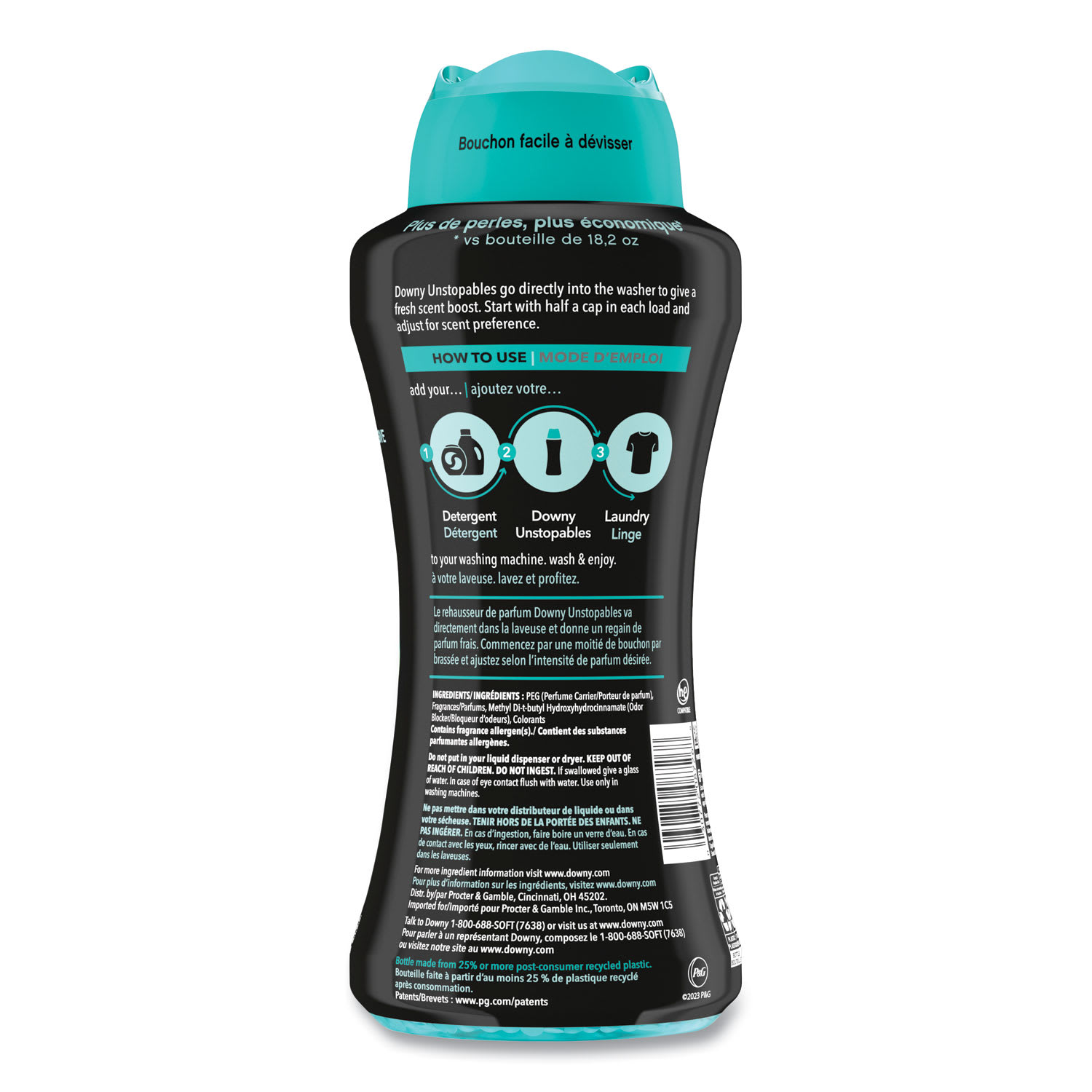 Downy Unstopables In-Wash Scent Booster Beads, Fresh Scent, 24 oz Pour Bottle, 4/Carton - Image 4