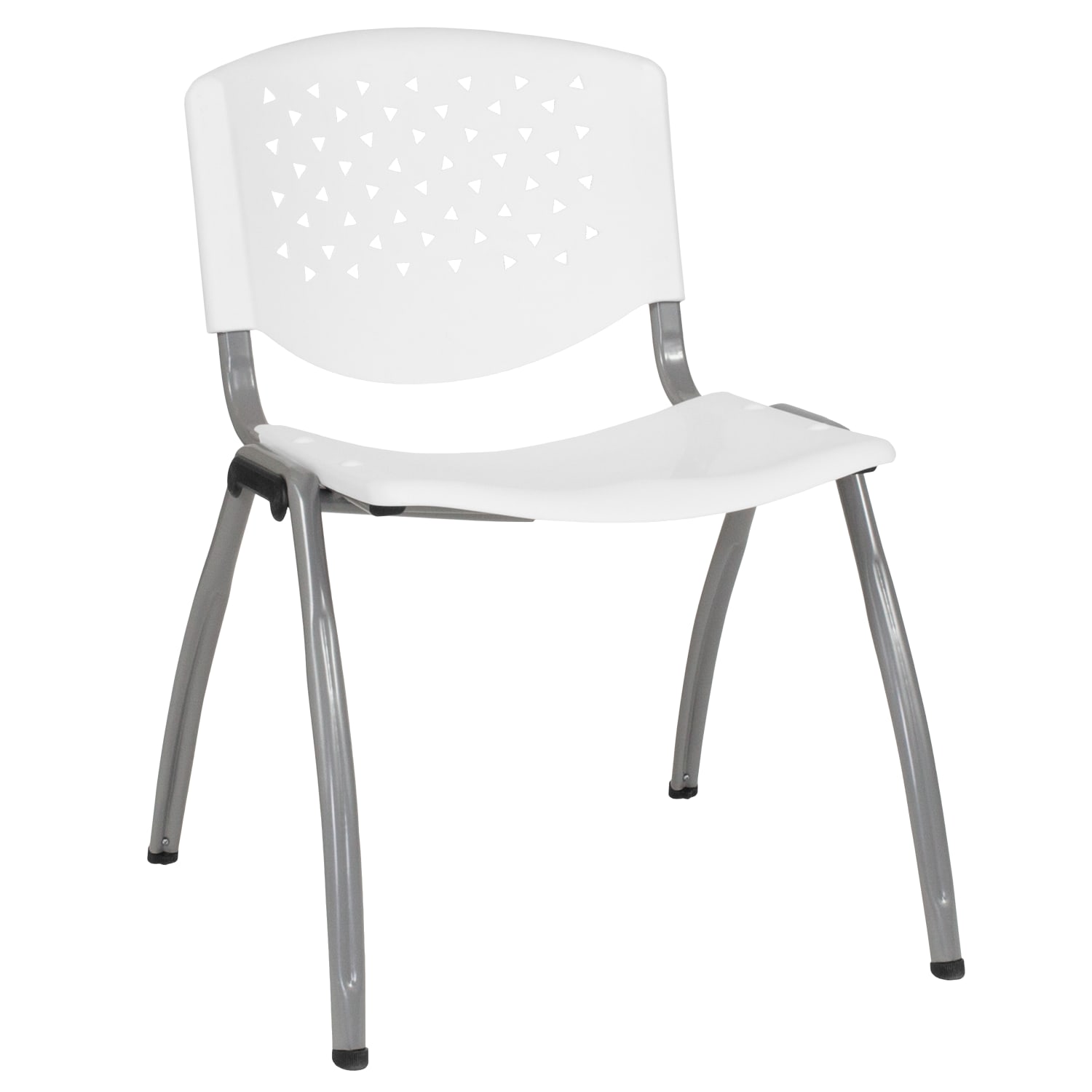 Flash Furniture HERCULES Plastic Stack Chair With Titanium Frame, White/Gray - Image 3