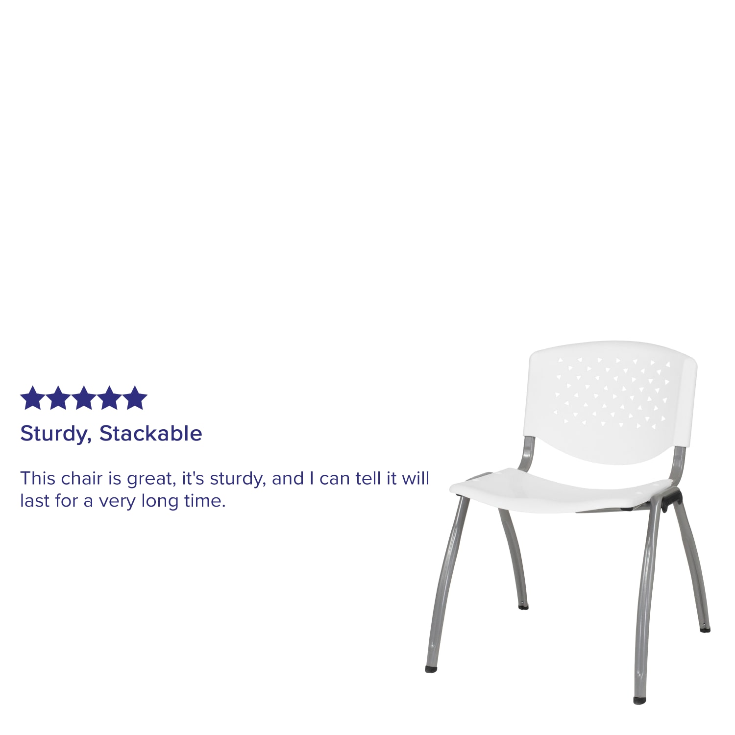 Flash Furniture HERCULES Plastic Stack Chair With Titanium Frame, White/Gray - Image 5