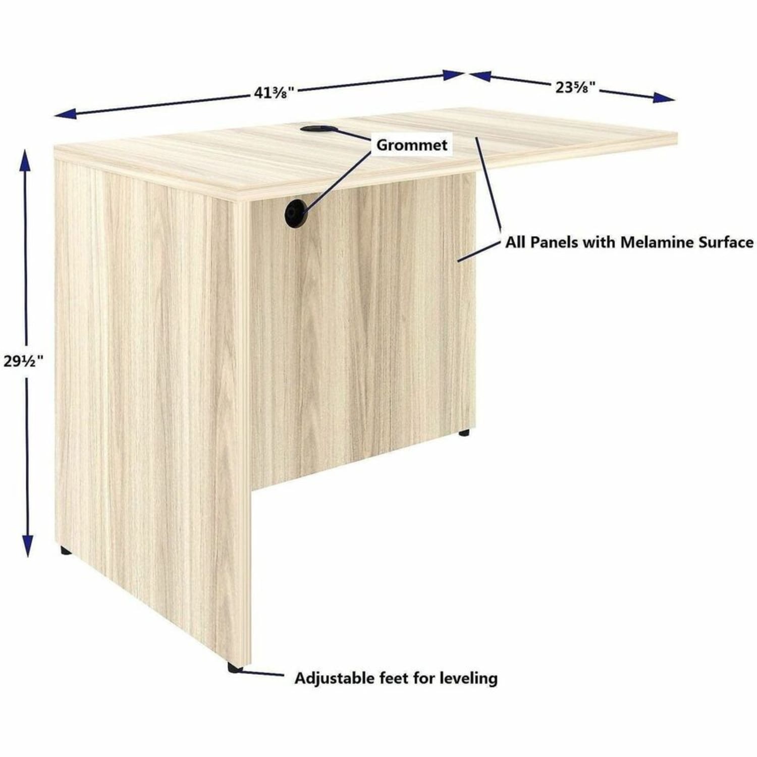 Lorell Essentials Rectangular Return Shell, Rectangle, 29.5inH x 42inW x 24inD, 1in Thick Top, Modern Elm - Image 6