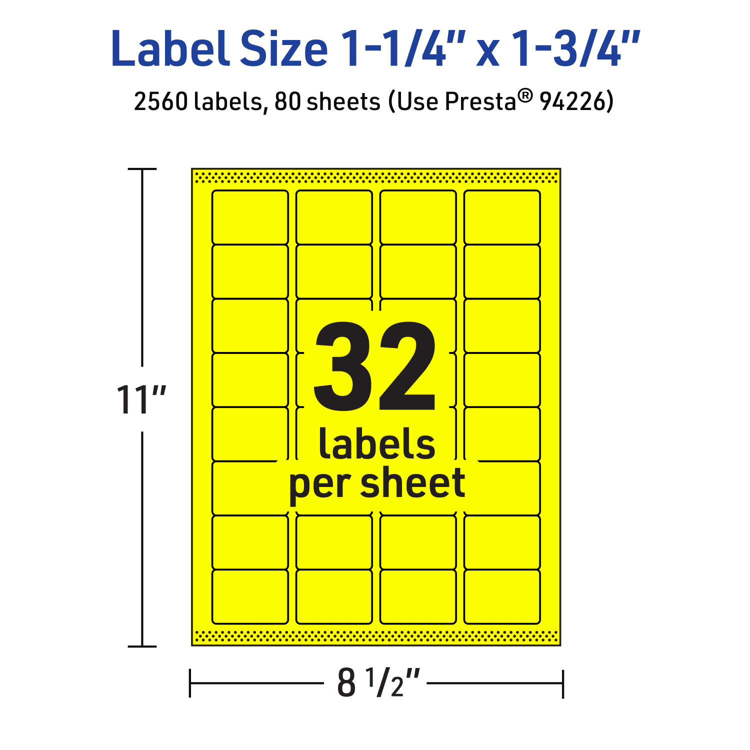 Avery Printable Labels With Sure Feed Technology, 94226-NYP80, Rectangle, 1-1/4in x 1-3/4in, Matte Neon Yellow, Pack of 2560 - Image 6