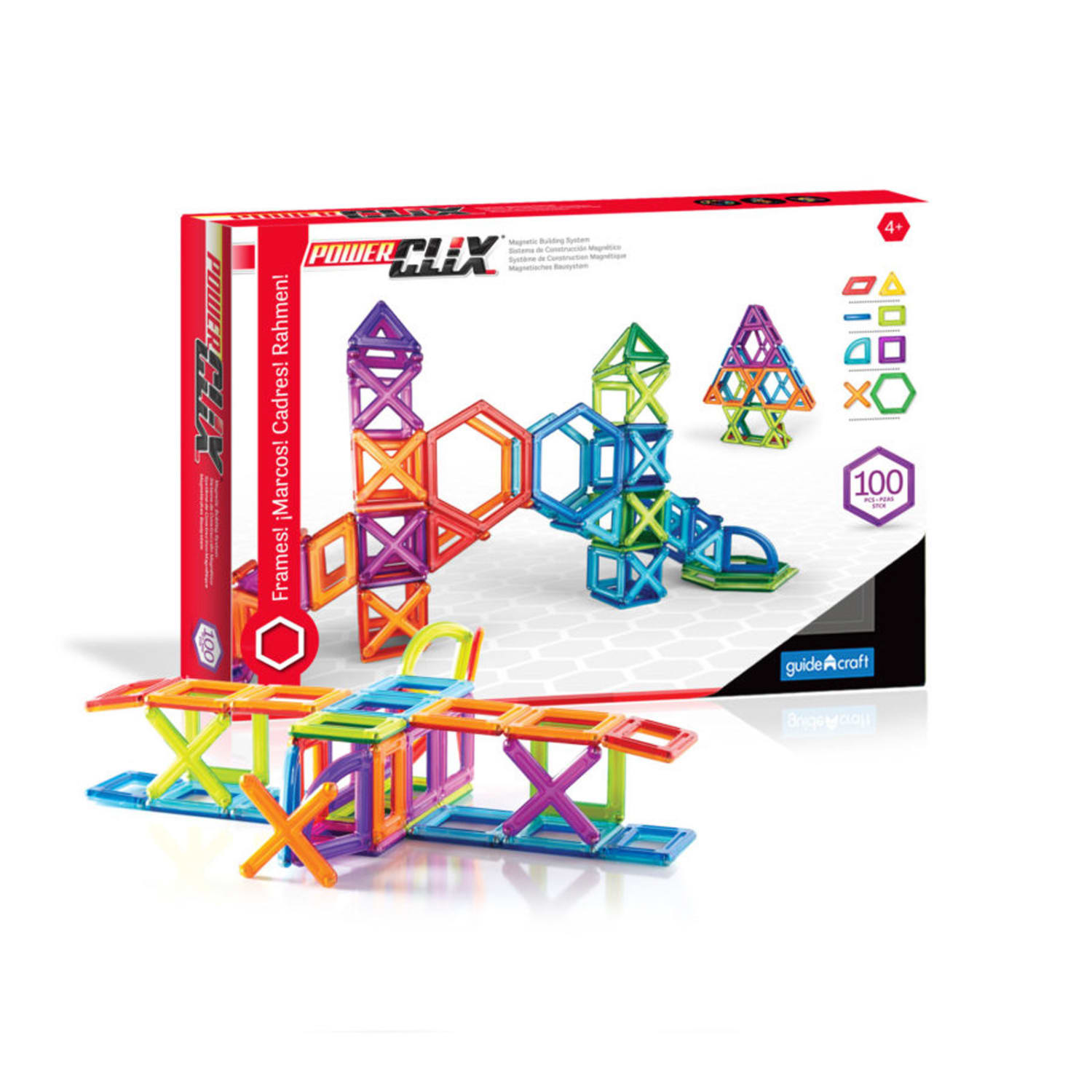Guidecraft PowerClix Frames, Magnetic Building Set, 100 Pieces - Image 3