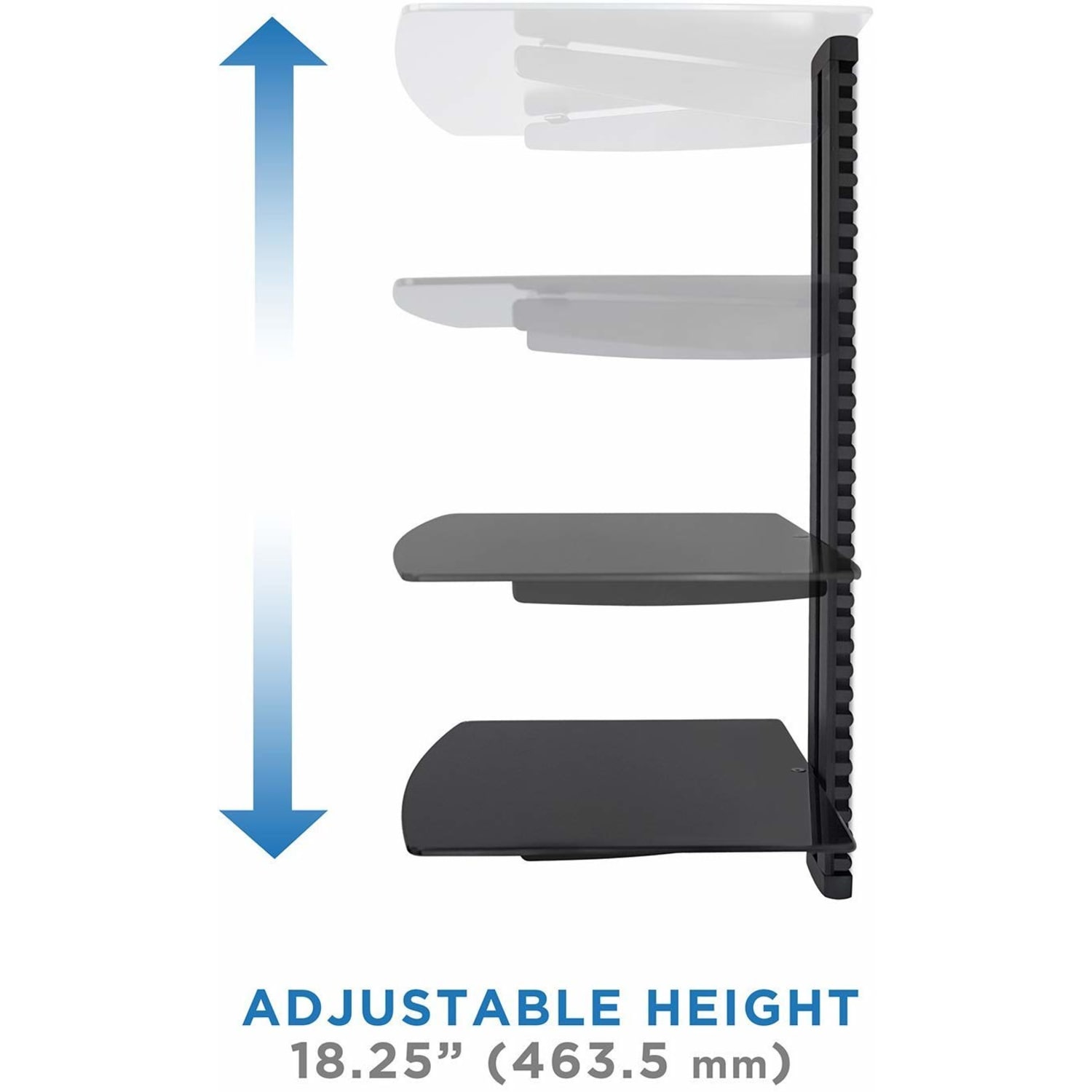 Mount-It! MI-893 Floating Wall-Mounted Triple A/V Shelf, 18inH x 16-1/2inW x 11-7/8inD, Black - Image 5