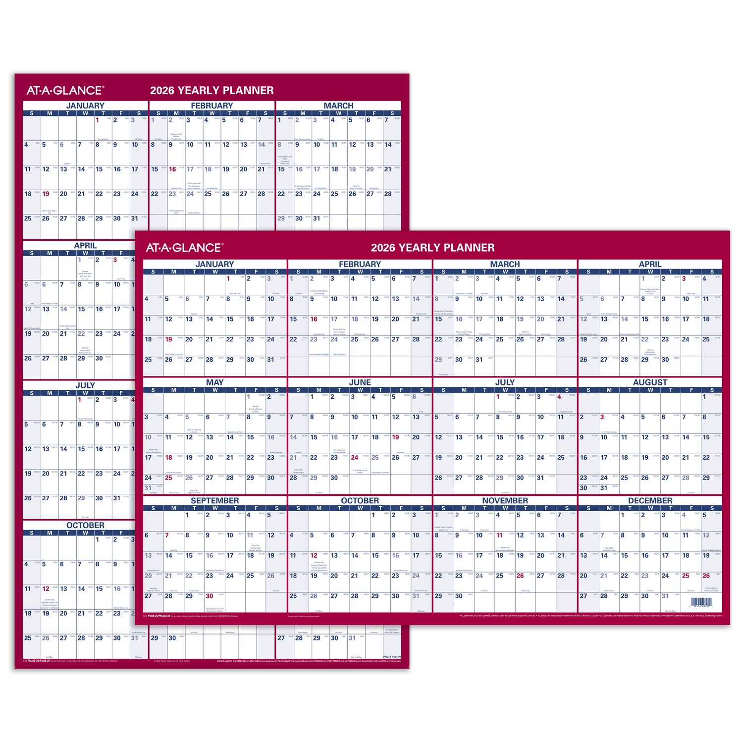 AT-A-GLANCE 2026 Vertical Horizontal Reversible Erasable Wall Calendar, With Marker, Large, 36in x 24in - Image 6