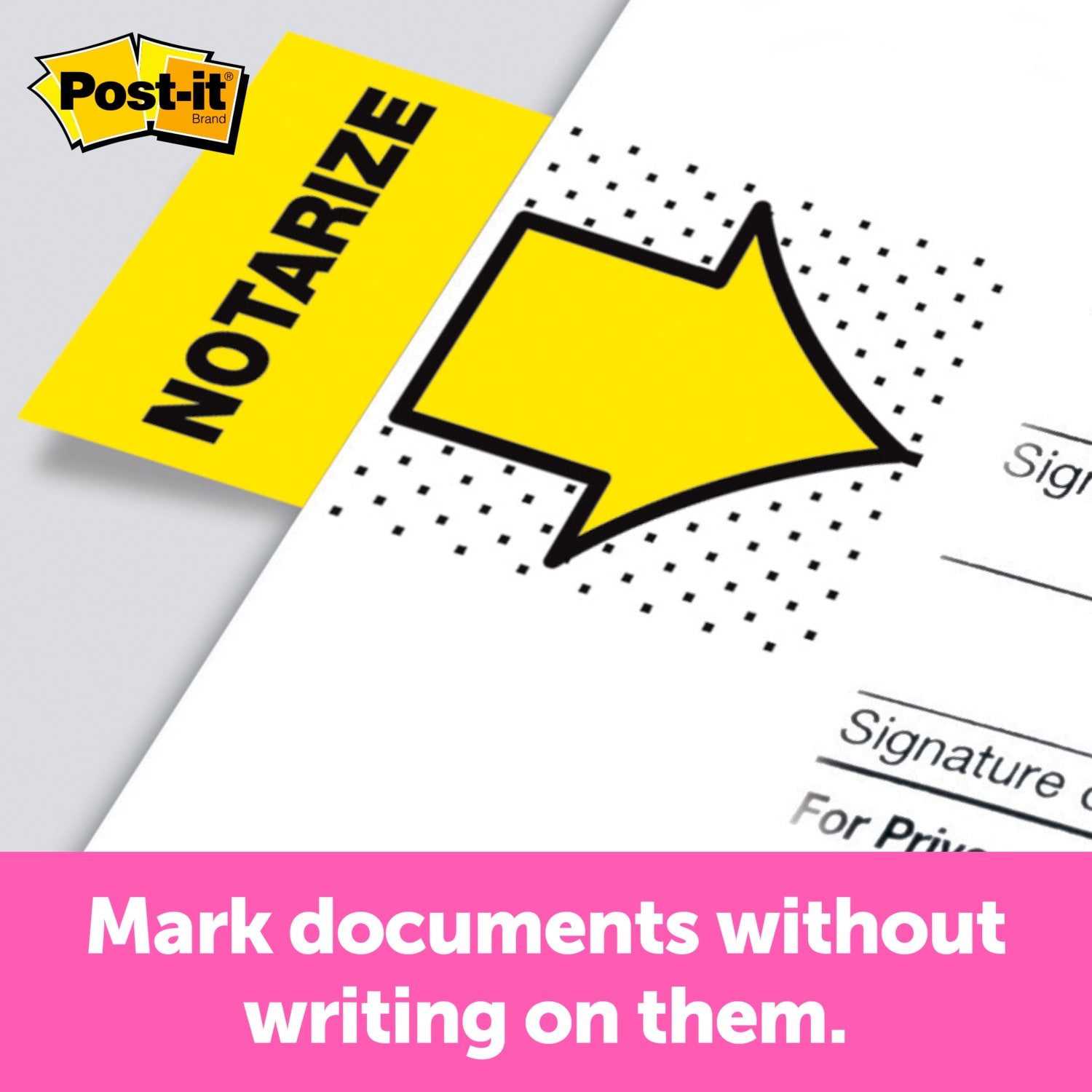 Post-it Printed Flags, "Notarize", 1in x 1 -11/16in, Yellow, 50 Flags Per Pad, Pack Of 2 Pads - Image 6