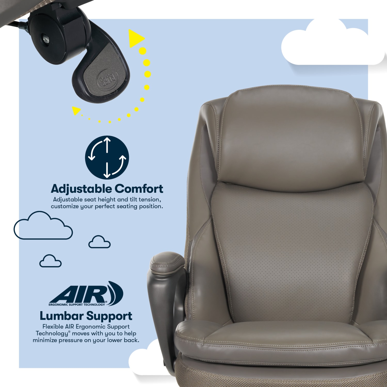 Serta Smart Layers Arlington AIR Ergonomic Bonded Leather HighBack Executive Chair Taupe PopularChairscom Serta Smart Layers Arlington AIR Ergonomic Bonded Leather High Back Executive Chair Taupe PopularChairscom