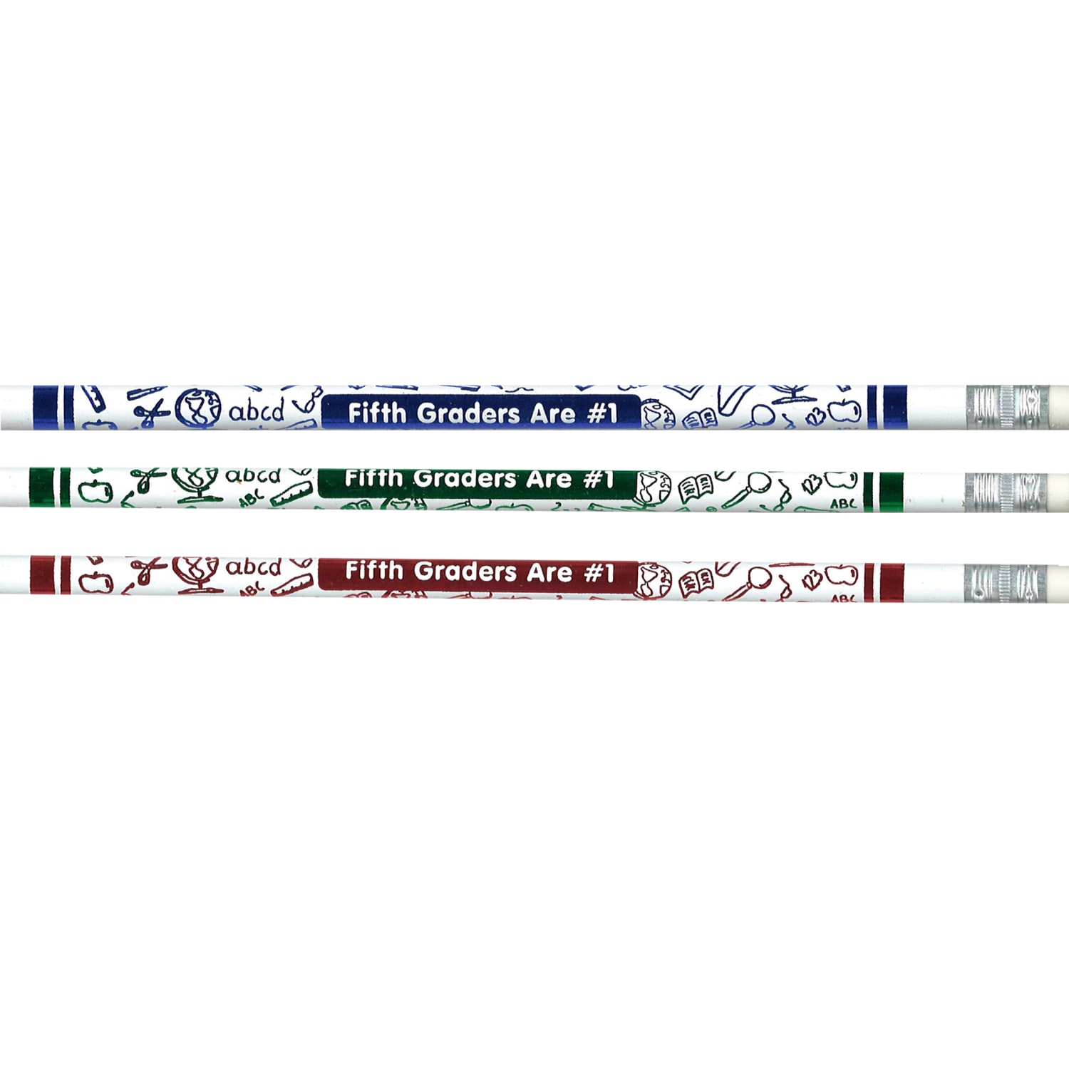 J.R. Moon Pencil Co. Pencils, HB #2/Medium, Fifth Graders Are #1, Multicolor, Pack Of 144 Pencils