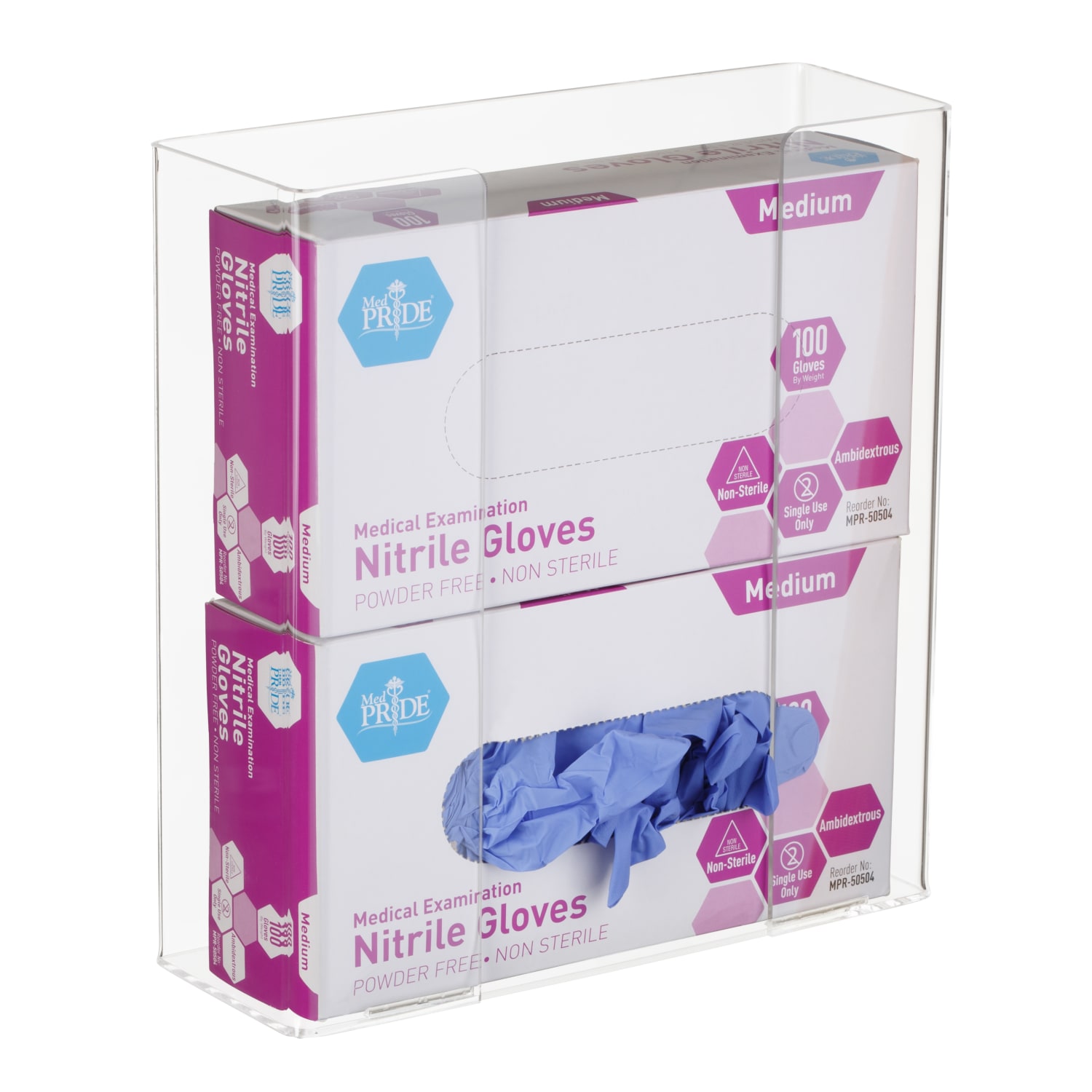 Alpine AdirMed Double Box Capacity Acrylic Glove Dispensers, 10-13/16inH x 10-1/4inW x 3-1/2inD, Clear, Pack Of 2 Dispensers - Image 4