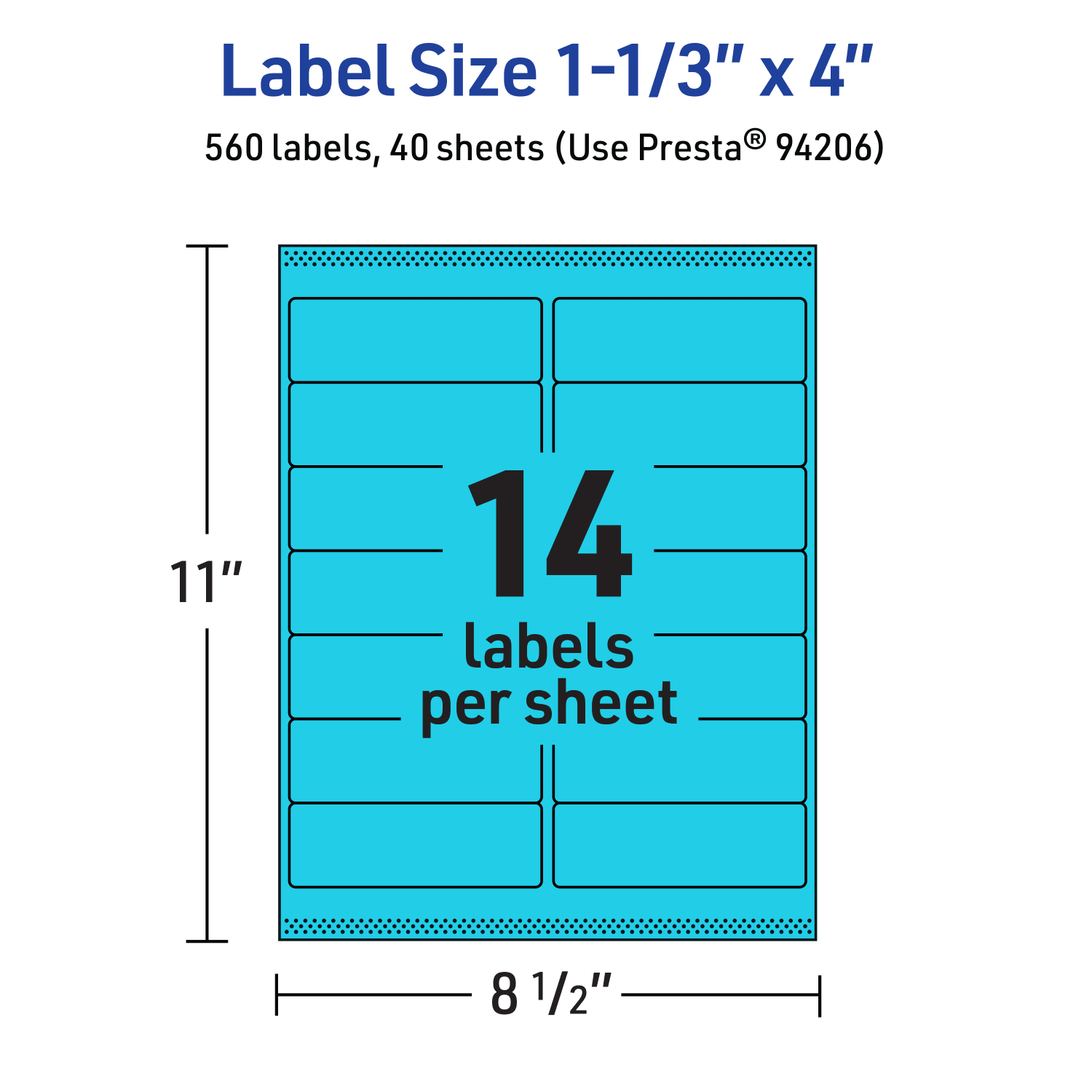 Avery Printable Labels With Sure Feed Technology, 94206-BBP40, Rectangle, 1-1/3in x 4in, Matte Bright Blue, Pack of 560 - Image 6