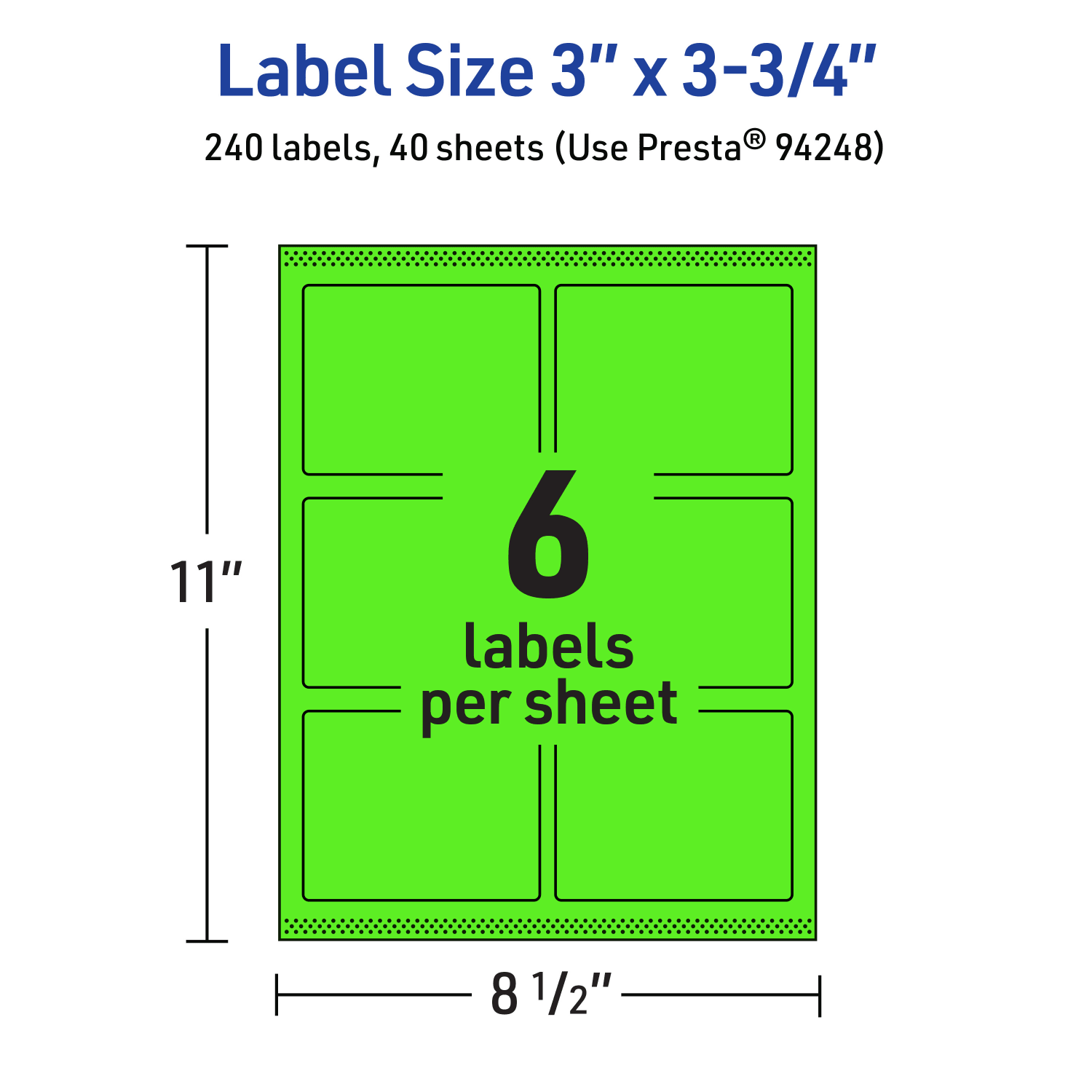 Avery Print-To-The-Edge Labels With Sure Feed Technology And Easy Peel, 94248-NGP40, Rectangle, 3in x 3-3/4in, Matte Neon Green, Pack of 240 - Image 6