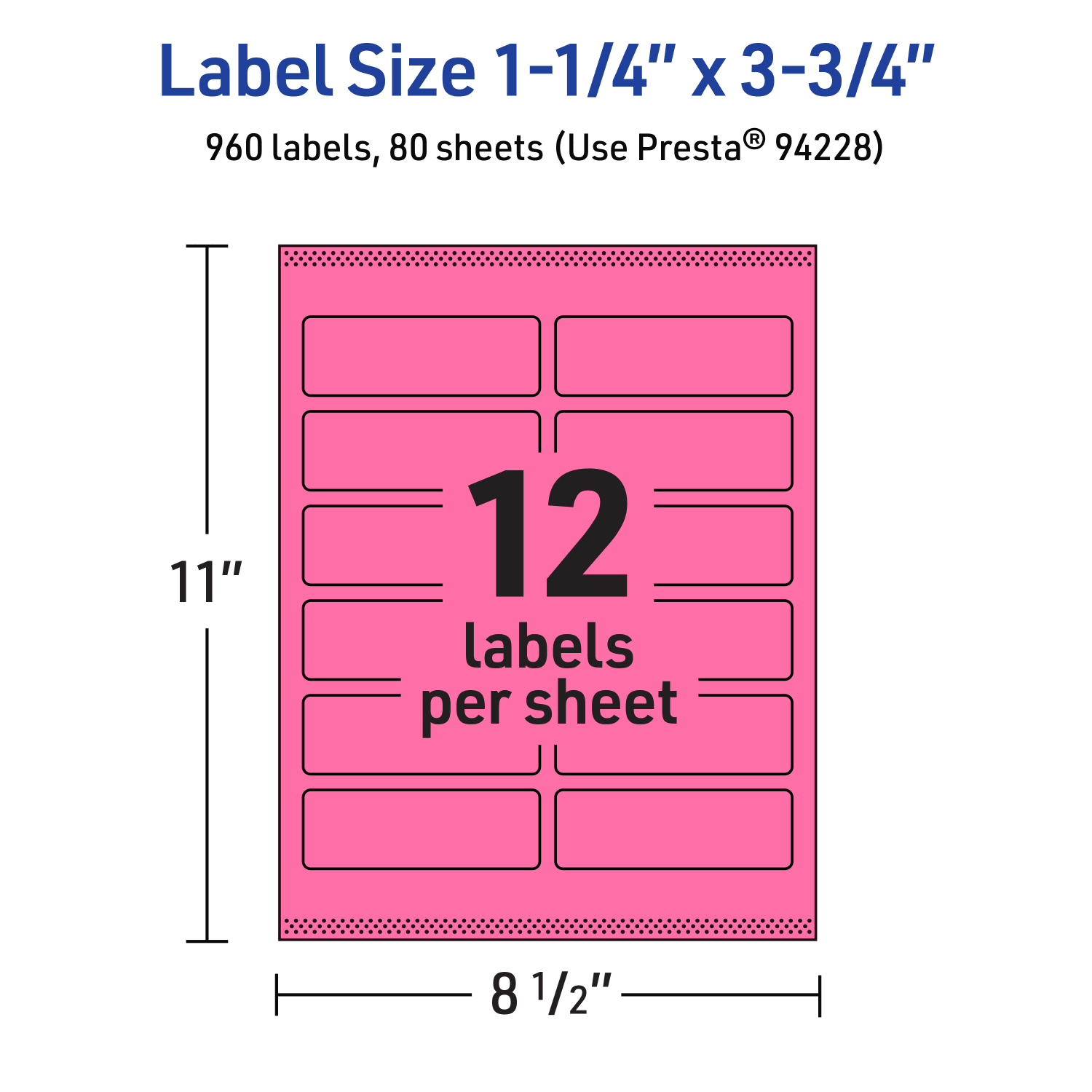 Avery Print-To-The-Edge Labels With Sure Feed Technology And Easy Peel, 94228-BPP80, Rectangle, 1-1/4in x 3-3/4in, Matte Bright Pink, Pack of 960 - Image 6