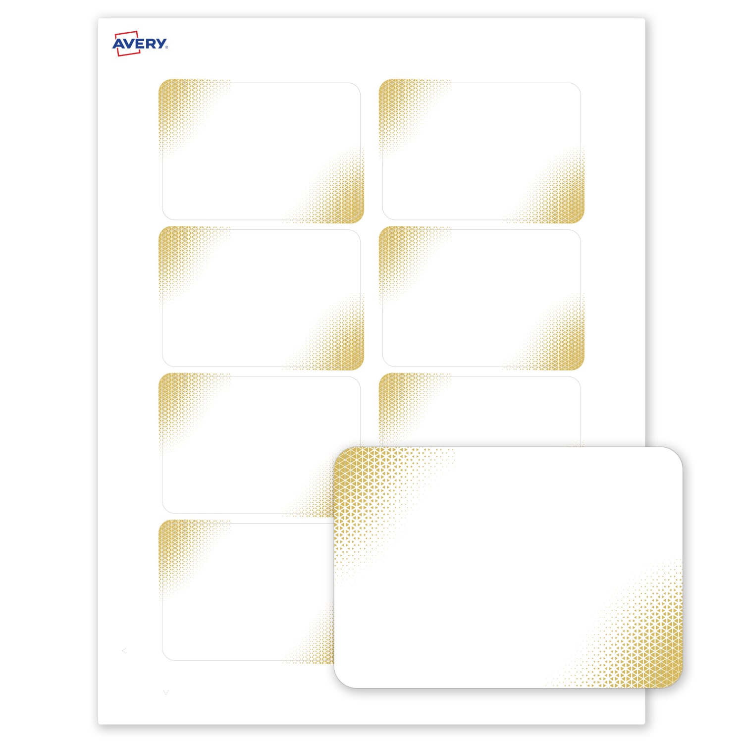 Avery Printable Adhesive Name Badges With Preprinted Designs, Rectangle, S00-EW9, 2-1/3in x 3-3/8in, Matte White With Gold Blush Design, Pack Of 80 - Image 3