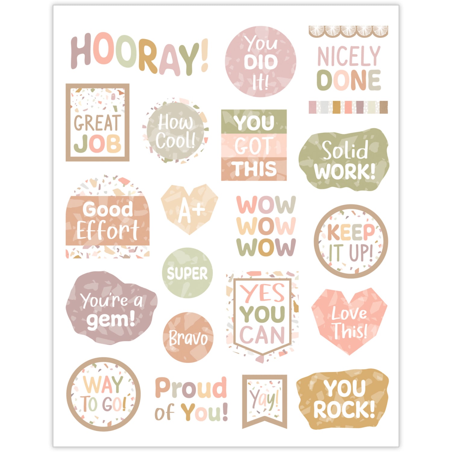 Teacher Created Resources Stickers, 2-1/2in x 1/2in, Terrazzo Tones, 120 Stickers Per Pack, Bundle Of 12 Packs - Image 3