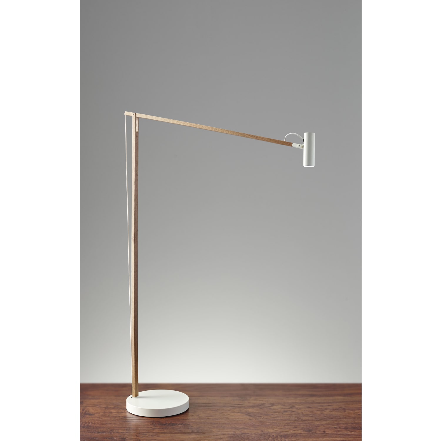 Adesso ADS360 Crane LED Floor Lamp, 60 1/2inH, White Shade/White Base - Image 4