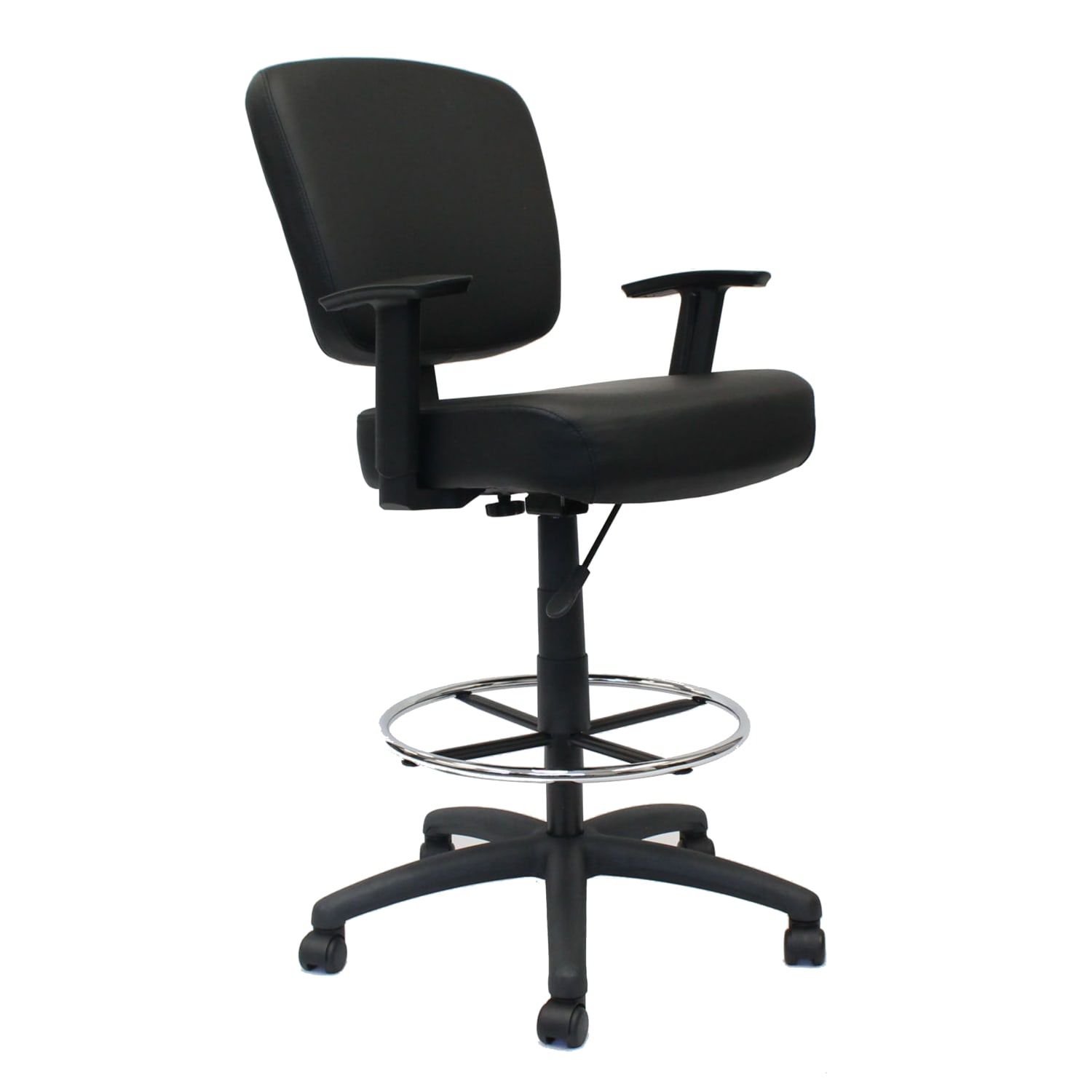 Boss Office Products Heavy Duty Drafting Stool With Arms, Black