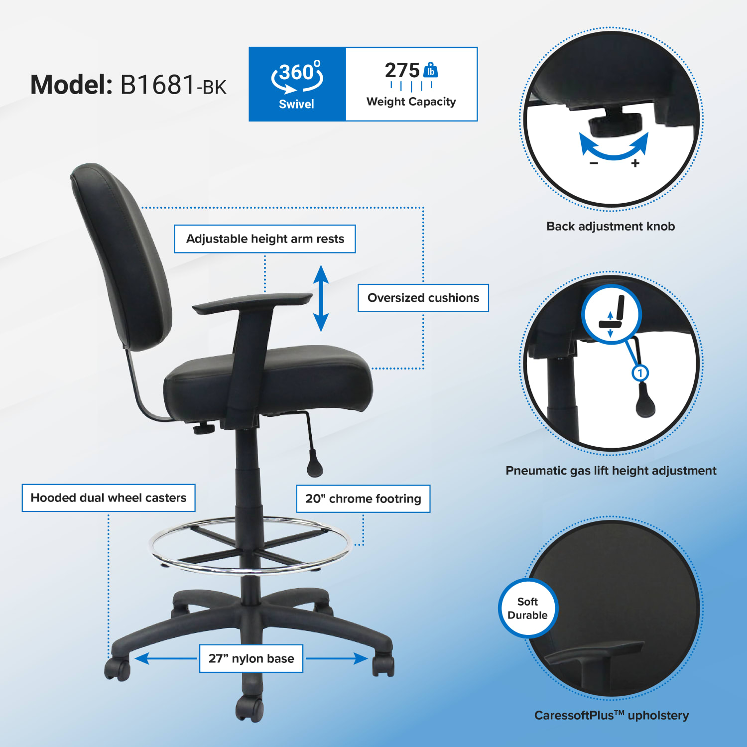Boss Office Products Heavy Duty Drafting Stool With Arms Black PopularChairscom Boss Office Products Heavy Duty Drafting Stool With Arms Black PopularChairscom