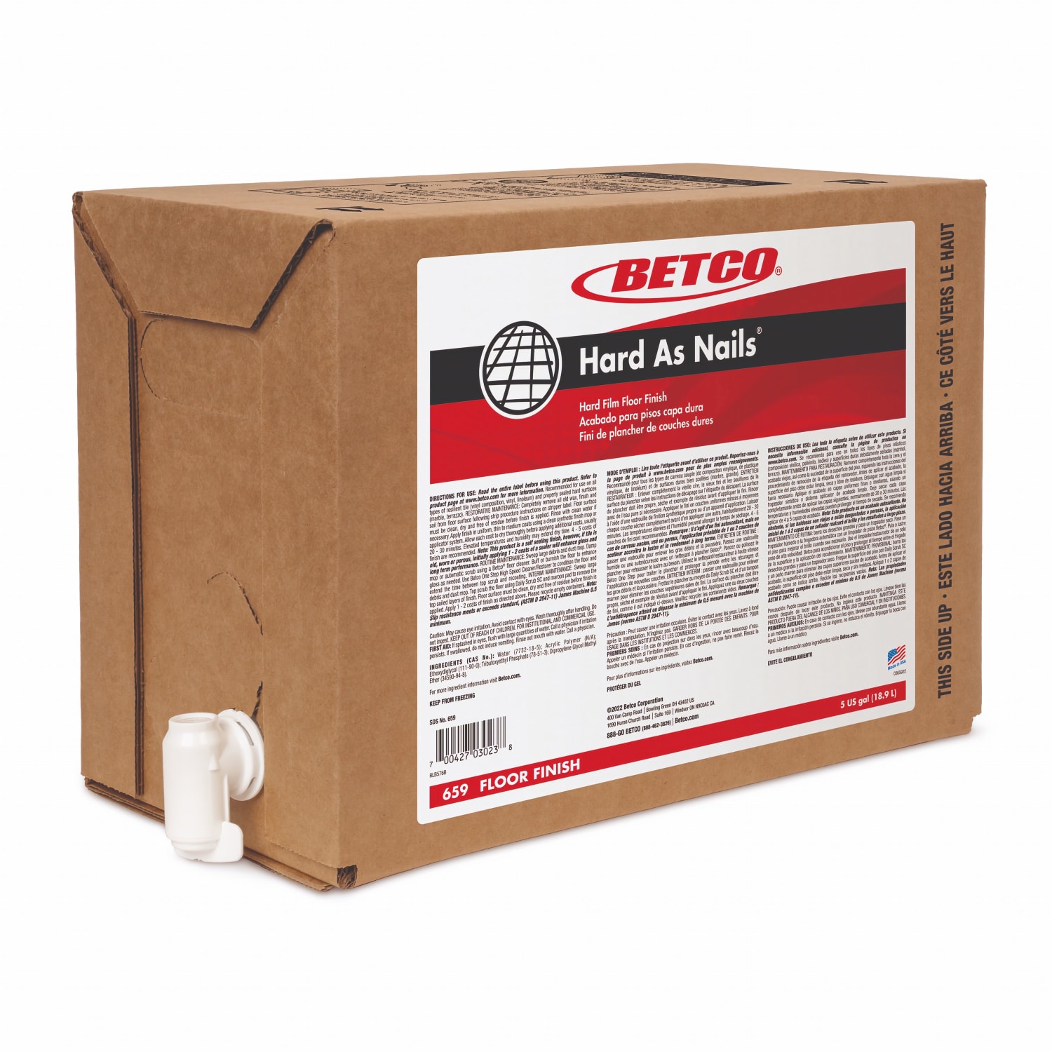 Betco Hard As Nails Floor Finish, 5 Gallon Container - Image 3
