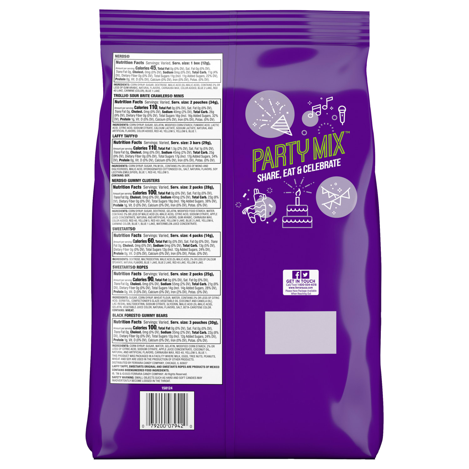 Nerds, Trolli, Laffy Taffy and More Party Mix Stand Up Bag, 40.98 Oz, Pack Of 120 Candies - Image 4