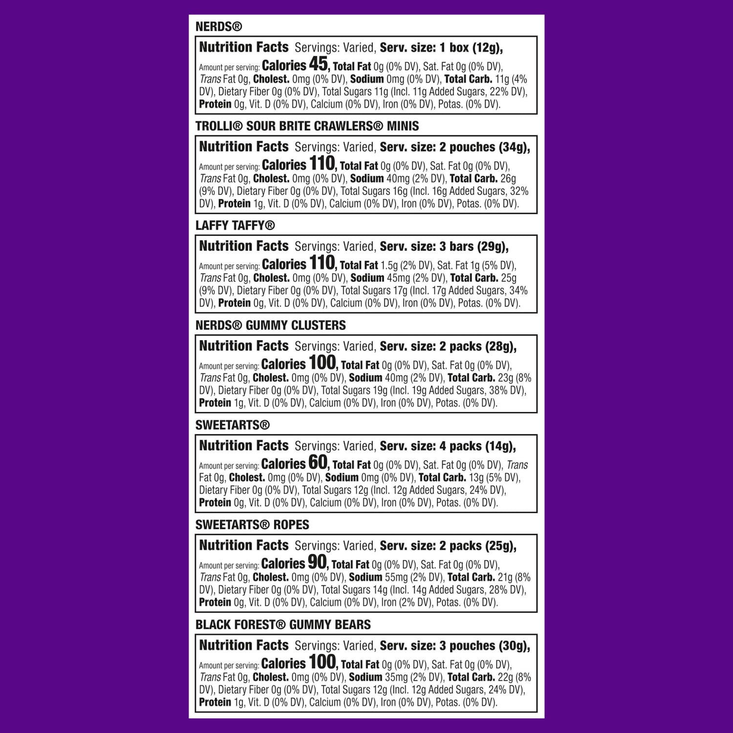Nerds, Trolli, Laffy Taffy and More Party Mix Stand Up Bag, 40.98 Oz, Pack Of 120 Candies - Image 6