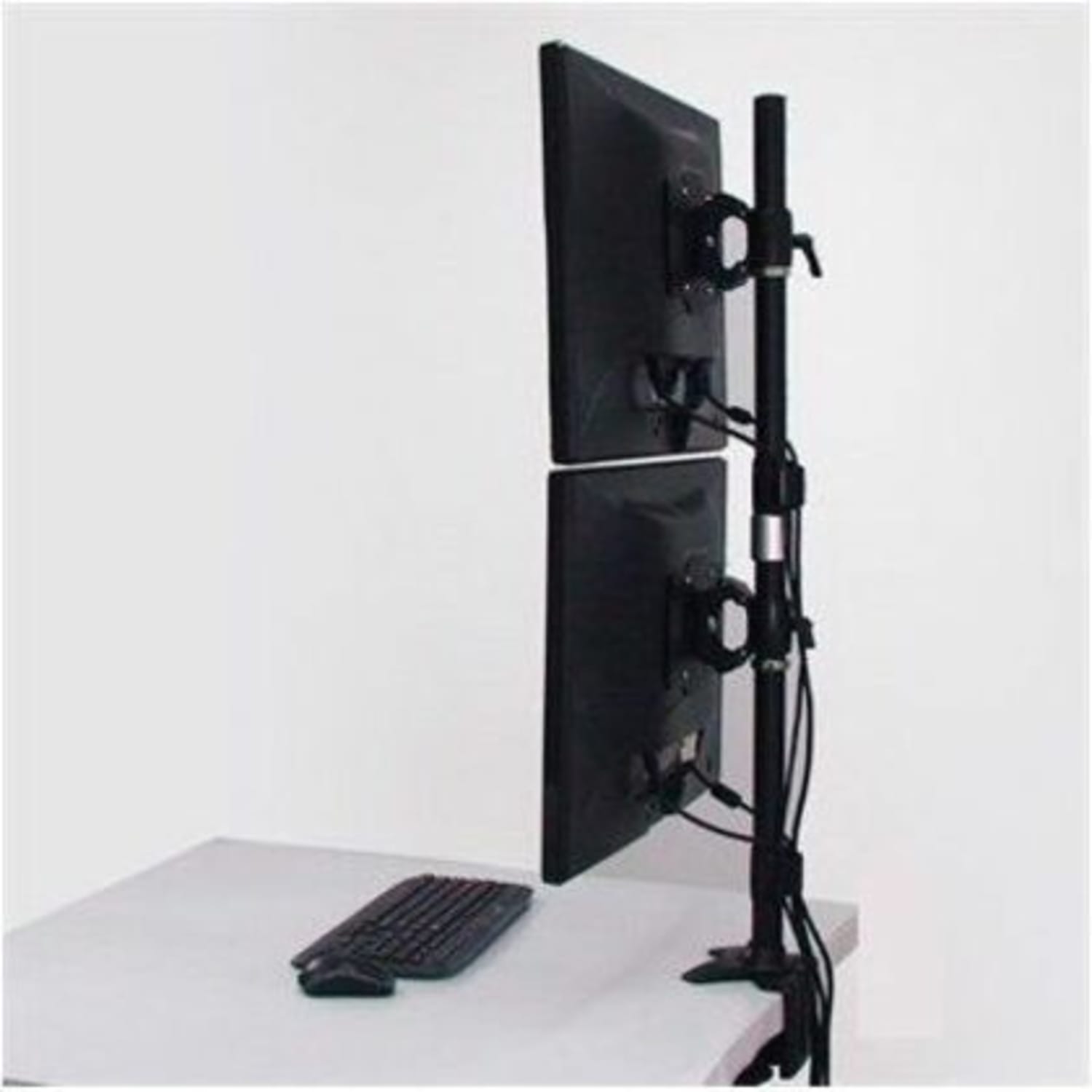Amer Mounts Clamp Based Hex Monitor Mount for six 15in-24in LCD/LED Flat Panel Screens Vertical Clamp Based Dual Monitor Mount for two 24in-32in LCD/LED Flat Panels - Supports up to 26.5lb monitors, +/- 20 degree tilt, and VESA 75/100 - Image 3