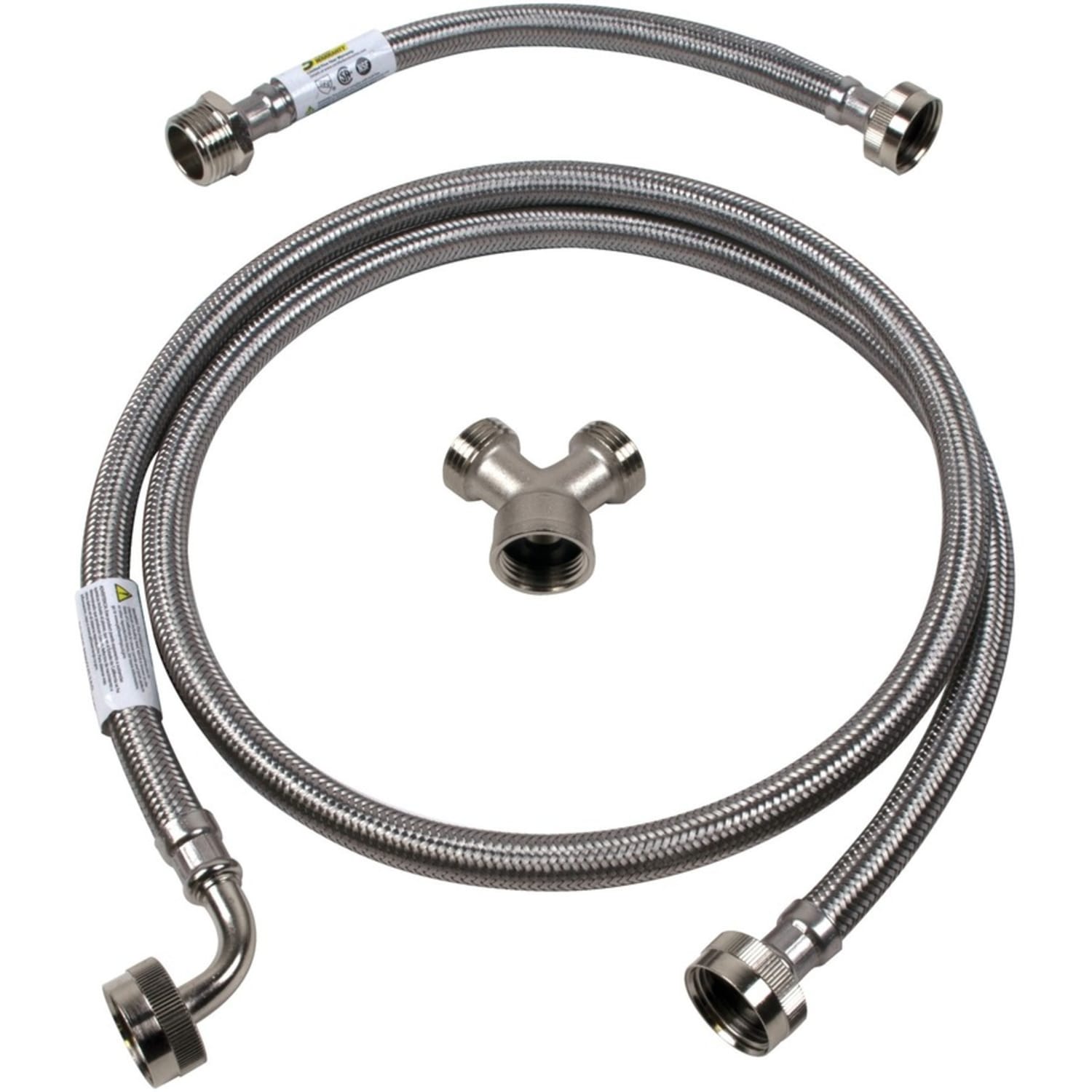 Certified Appliance Accessories Braided Stainless Steel Steam Dryer Installation Kit with Elbow, 6ft - Stainless Steel, Vinyl, PVC, Polyester - Silver, Clear - Image 3