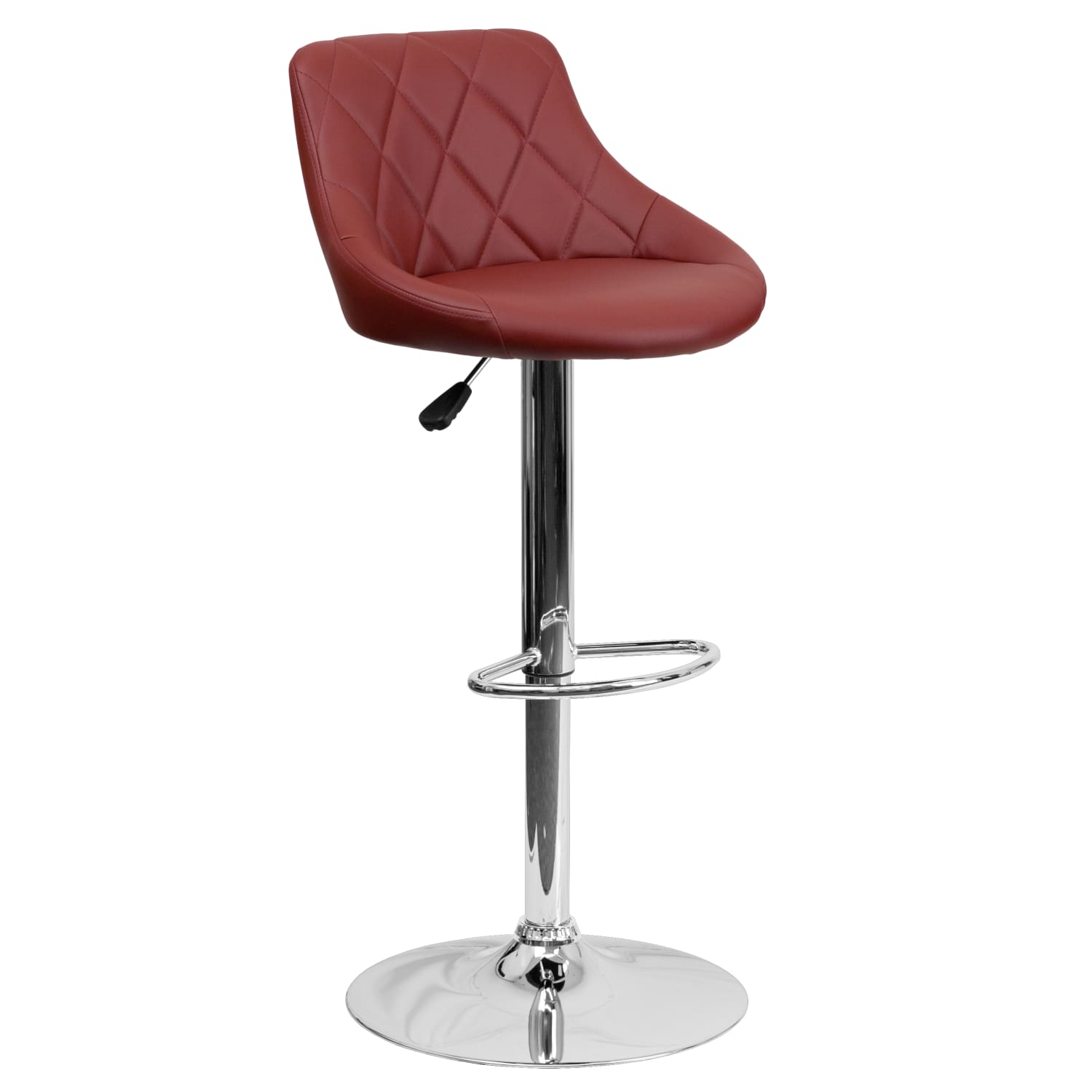 Flash Furniture Contemporary Vinyl Bucket Seat Adjustable Height Barstool with Diamond Pattern Back and Chrome Base, Burgundy - Image 3