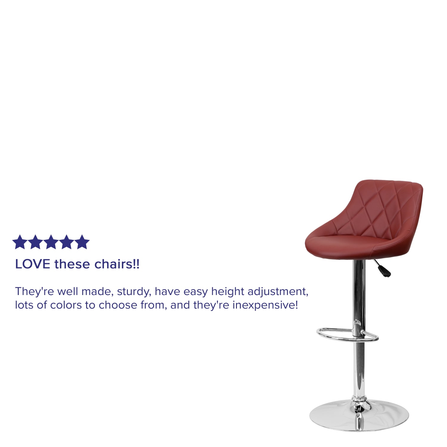 Flash Furniture Contemporary Vinyl Bucket Seat Adjustable Height Barstool with Diamond Pattern Back and Chrome Base Burgundy PopularChairscom Flash Furniture Contemporary Vinyl Bucket Seat Adjustable Height Barstool with Diamond Pattern Back and Chrome Base Burgundy PopularChairscom