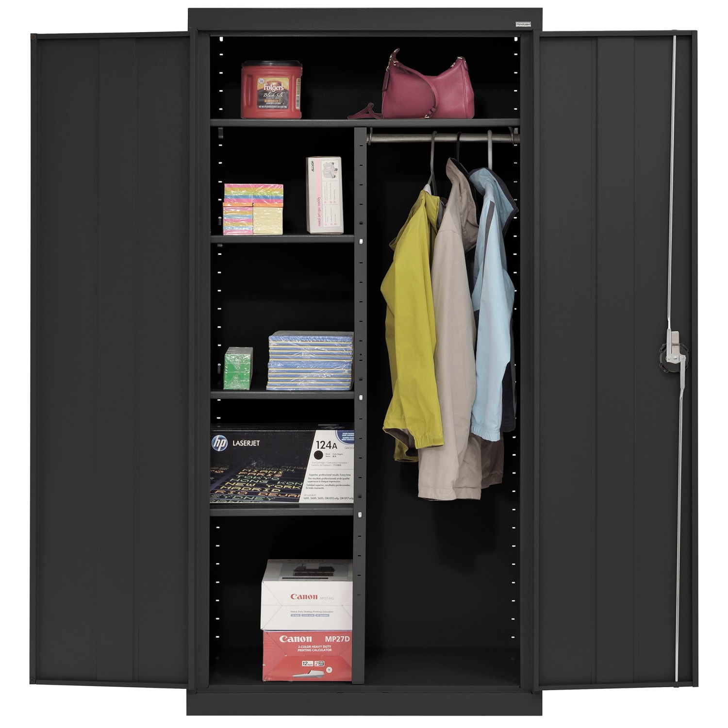 Sandusky Elite Series Heavy-Duty Assembled Combination Storage Cabinet, 72inH x 36inW x 18inD, Black - Image 3