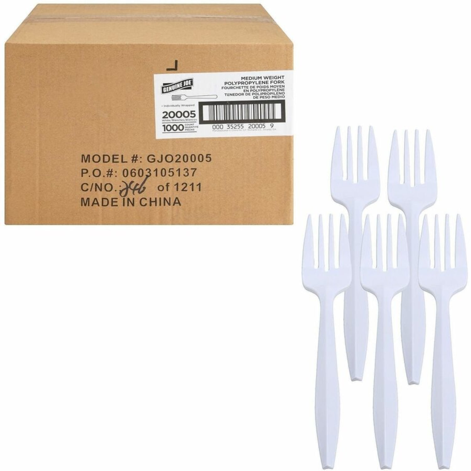 Genuine Joe Individually Wrapped Fork - 1 Piece(s) - Fork - 1 x Fork - Disposable - White - 1000 / Carton - Image 4