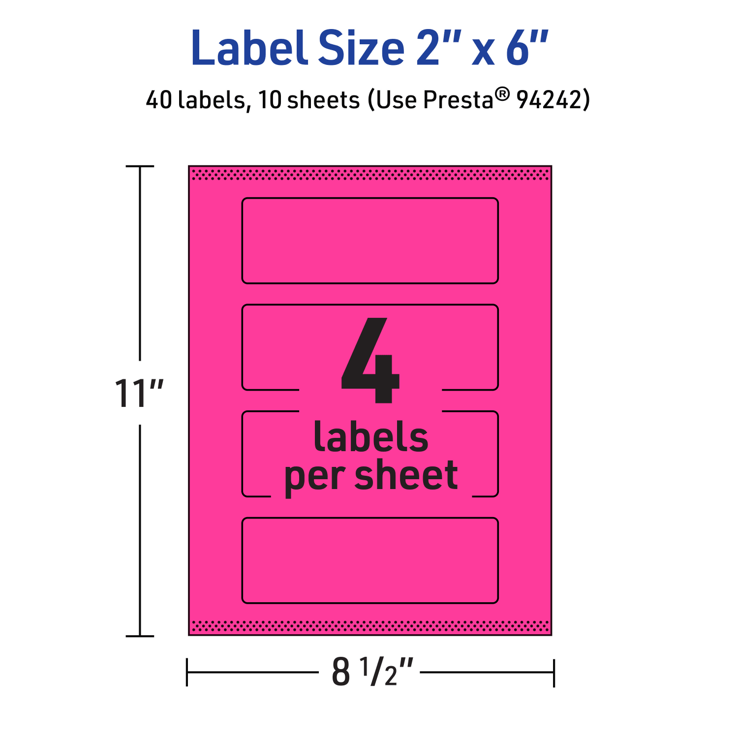 Avery Print-To-The-Edge Labels With Sure Feed Technology And Easy Peel, 94242-NMP10, Rectangle, 2in x 6in, Matte Neon Magenta, Pack of 40 - Image 6