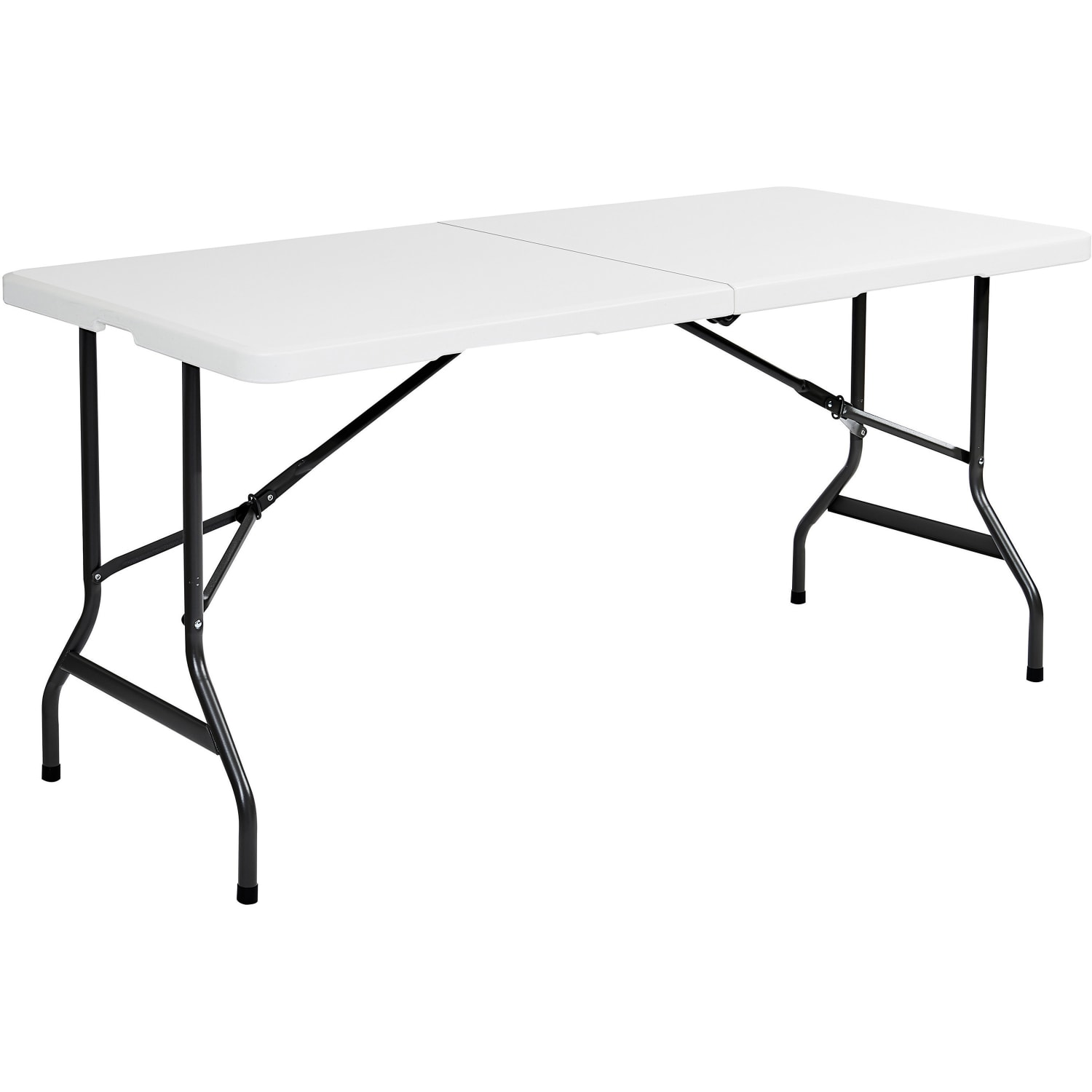 Iceberg IndestrucTable TOO Bifold Table - Rectangle Top - Adjustable Height - 96in Table Top Length x 30in Table Top Width x 2in Table Top Thickness - 29in Height - Platinum, Powder Coated - Tubular Steel - High-density Polyethylene (HDPE) Top Material - Image 3
