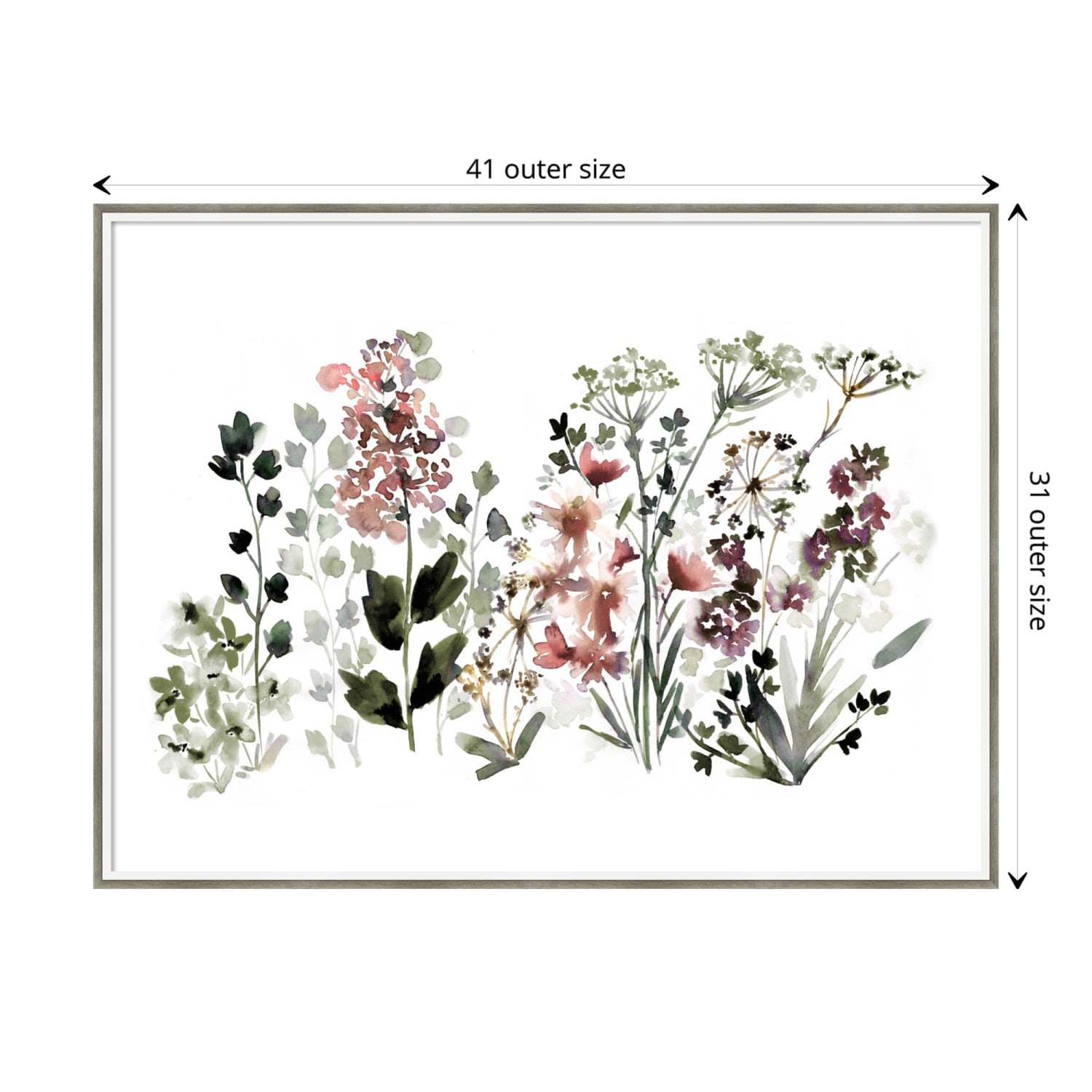 Amanti Art Muted Wildflowers by Sara Berrenson Wood Framed Wall Art Print, 41inW x 31inH, White - Image 6