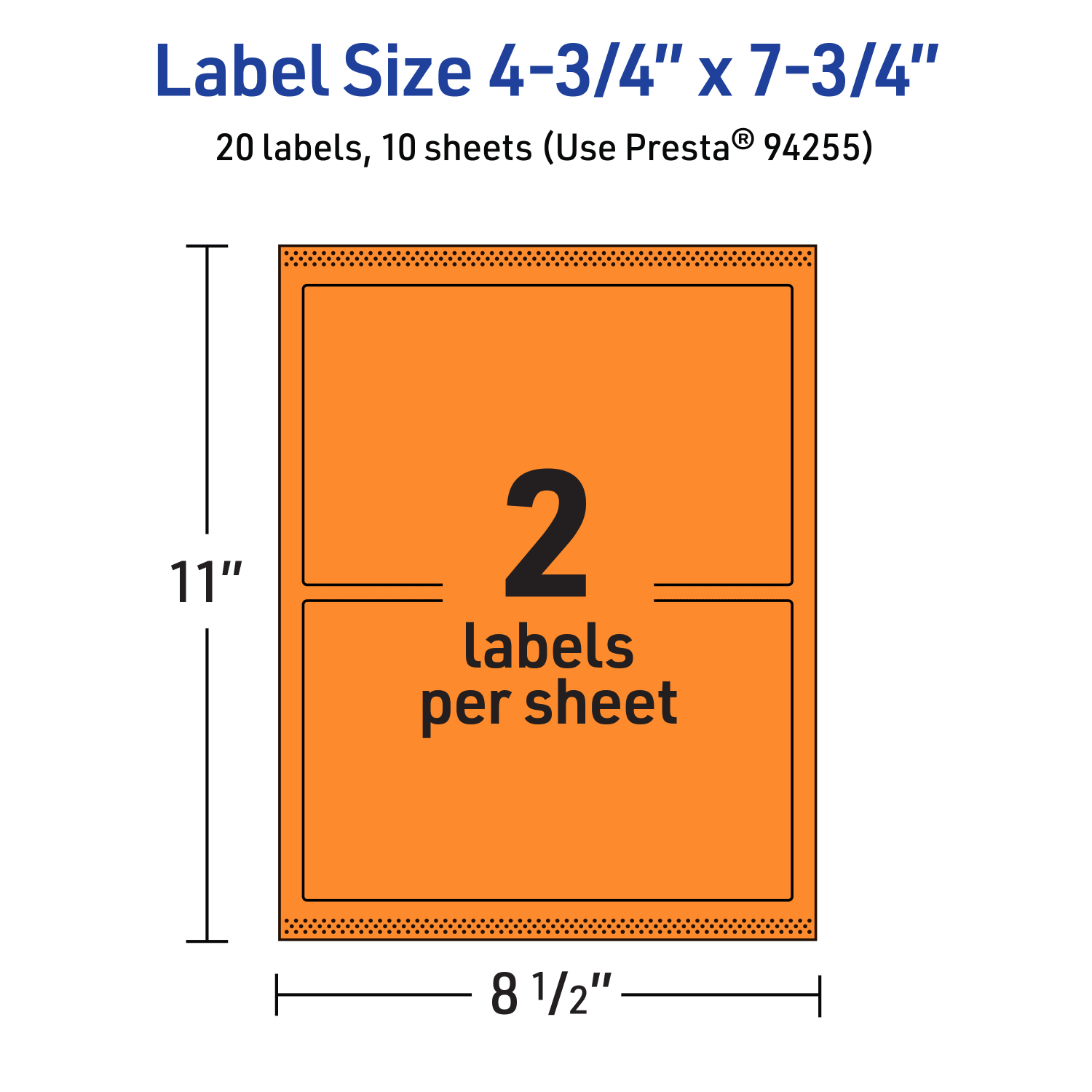 Avery Print-To-The-Edge Labels With Sure Feed Technology And Easy Peel, 94255-BOP10, Rectangle, 4-3/4in x 7-3/4in, Matte Bright Orange, Pack of 20 - Image 6