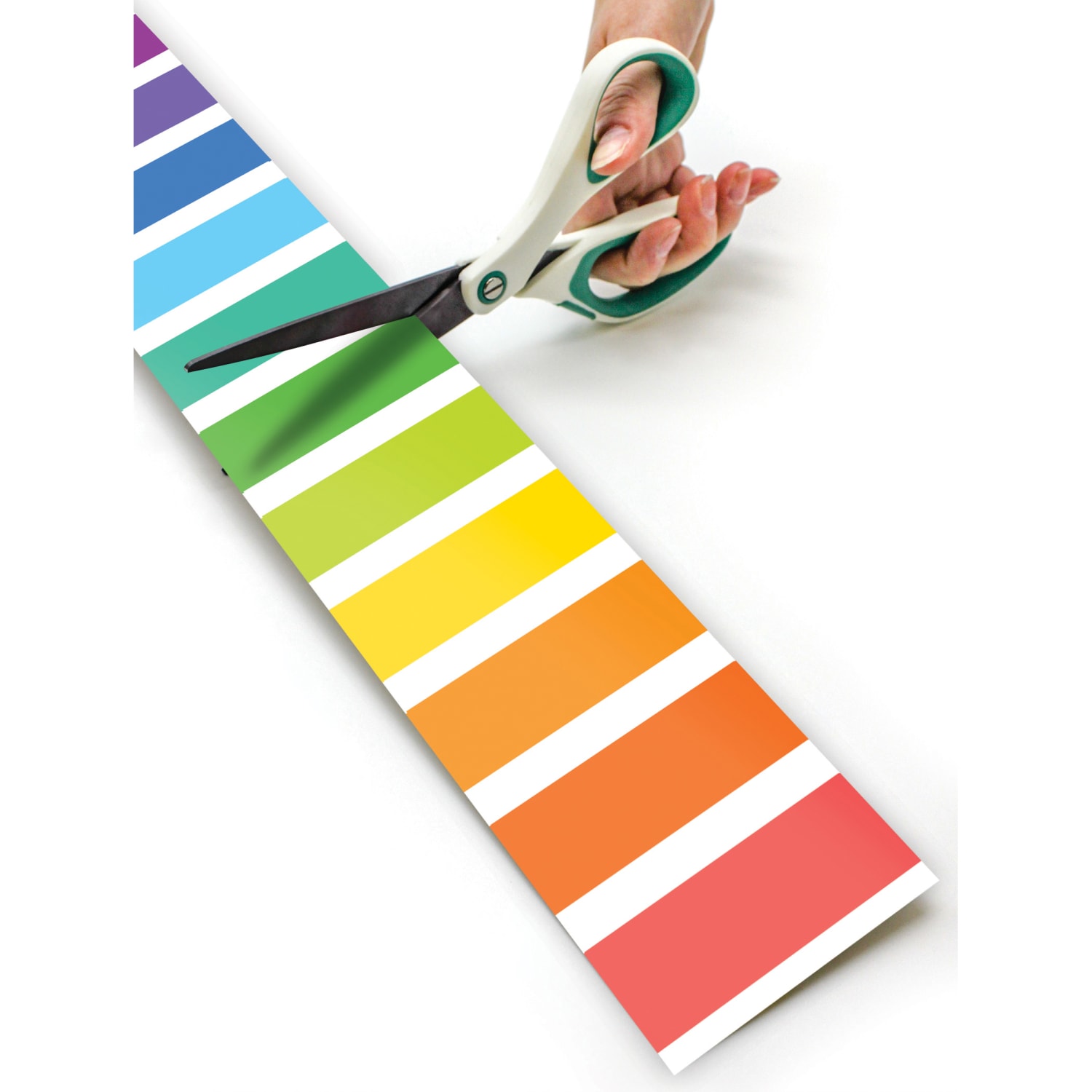 Teacher Created Resources Straight Rolled Border Trim, Colorful Stripes, 50' Per Roll, Pack Of 3 Rolls - Image 4