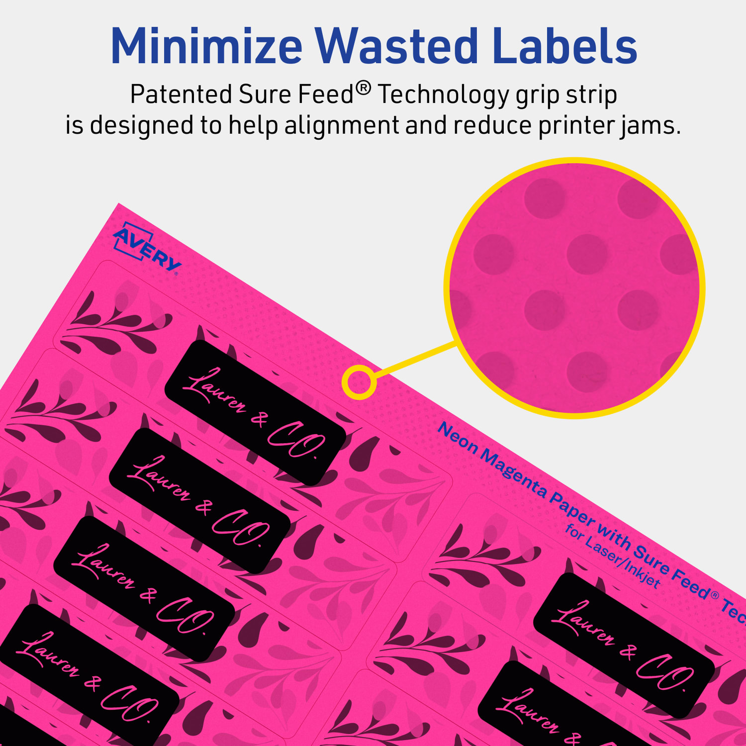 Avery Printable Labels With Sure Feed Technology, 94202-NMP20, Rectangle, 1in x 4in, Matte Neon Magenta, Pack of 400 - Image 5