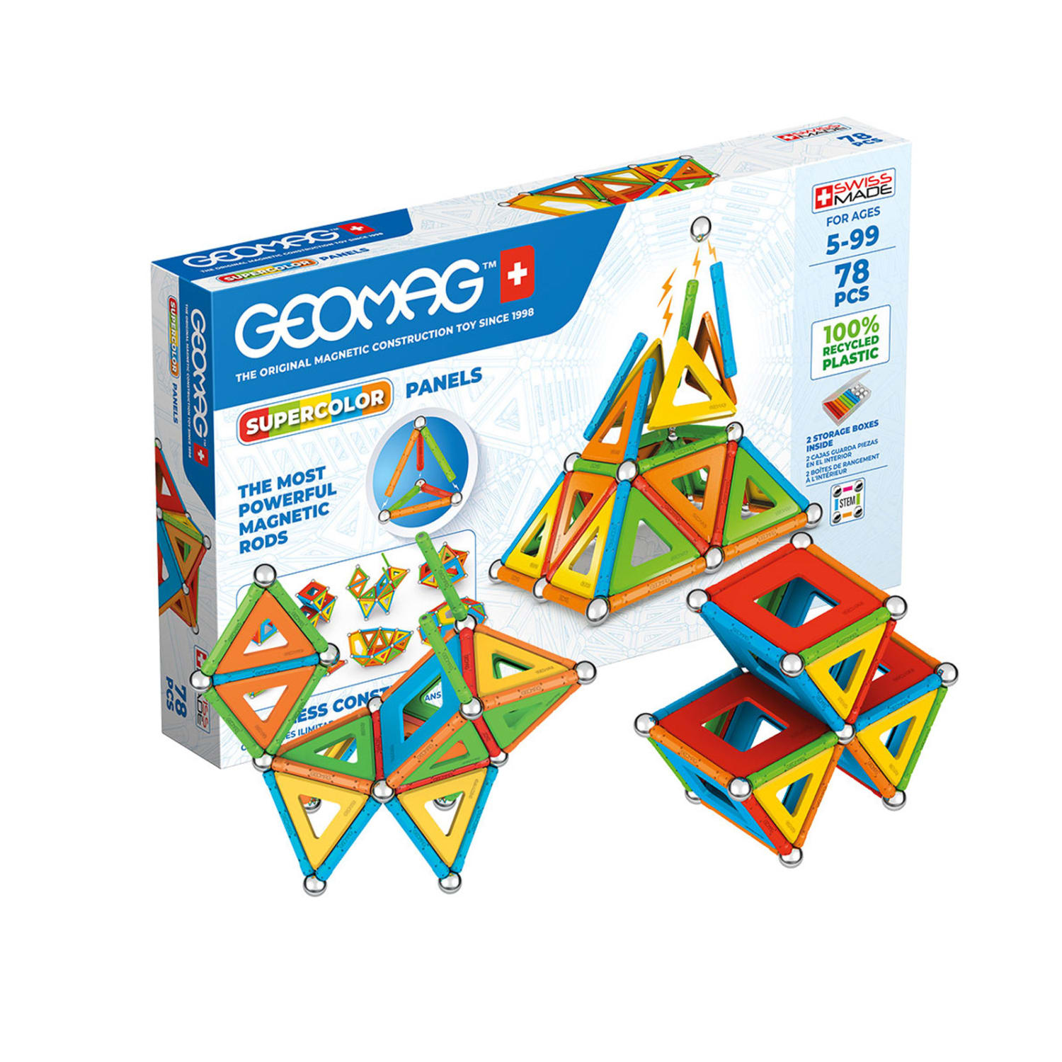 Geomag Magnetic Building Set, Supercolor Recycled, 78 Pieces - Image 3