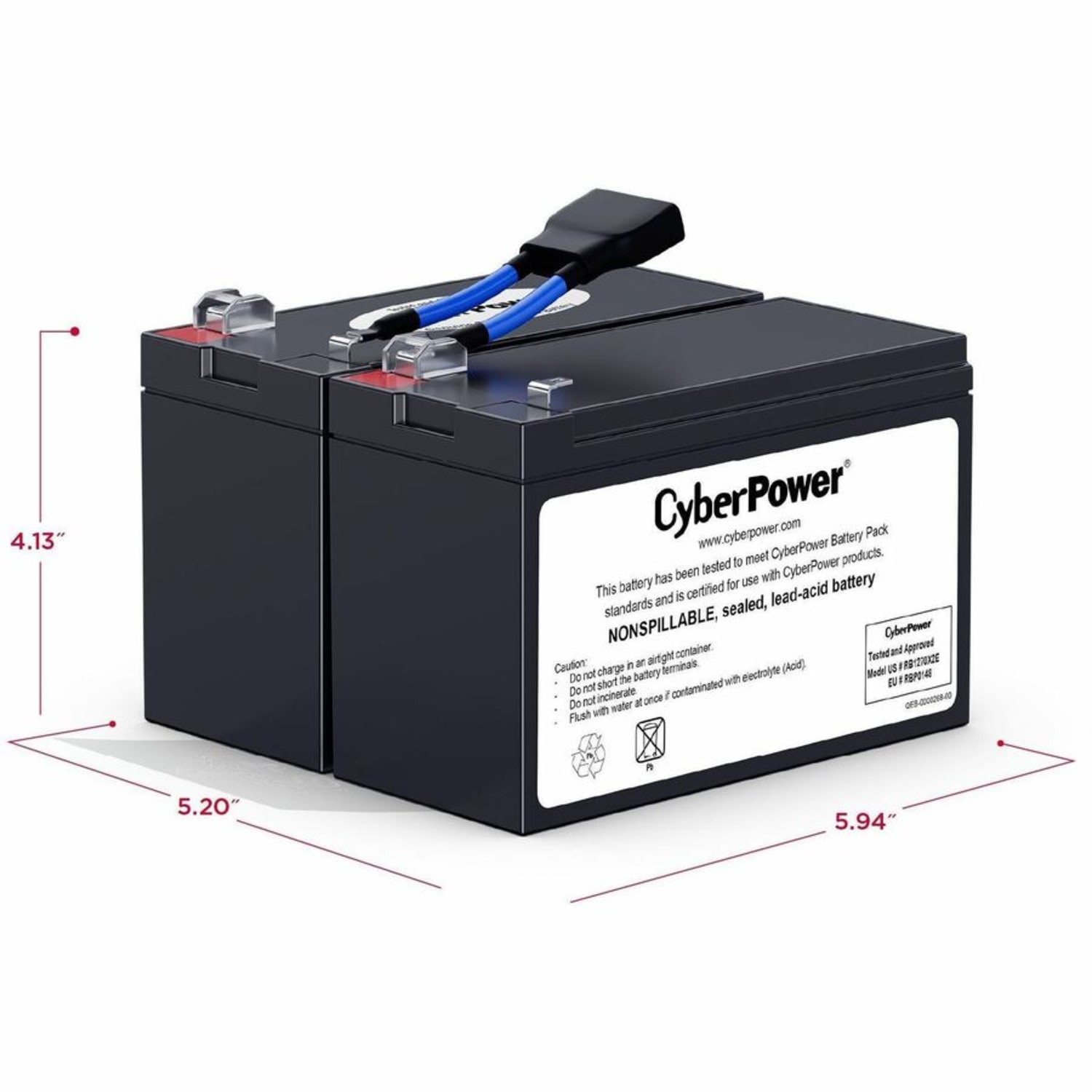 CyberPower RB1270X2E Replacement Battery Cartridge - 2 X 12 V / 7 Ah Sealed Lead-Acid Battery, 18MO Warranty - Image 3