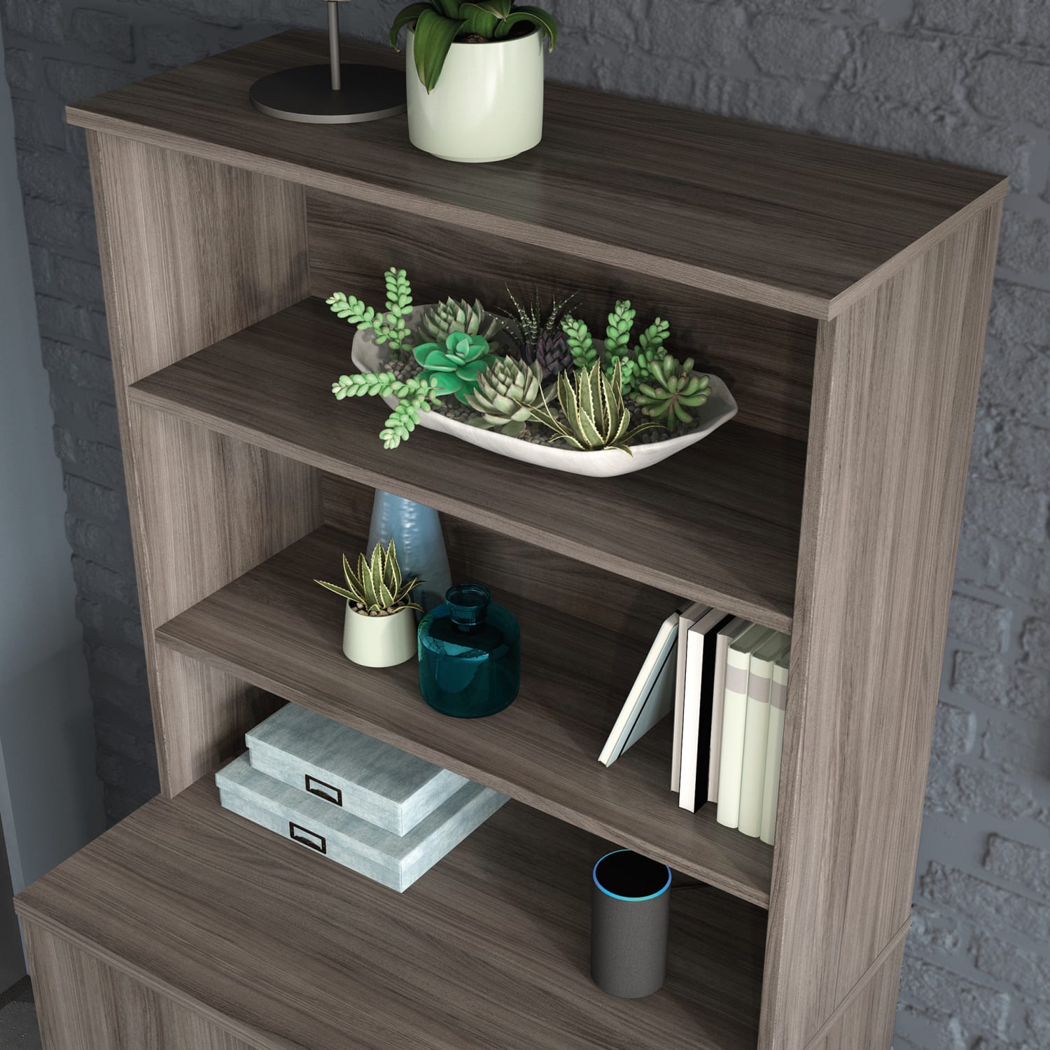 Sauder Affirm Bookcase Hutch, 36inH x 35-1/2inW x 14-1/2inD, Hudson Elm - Image 4