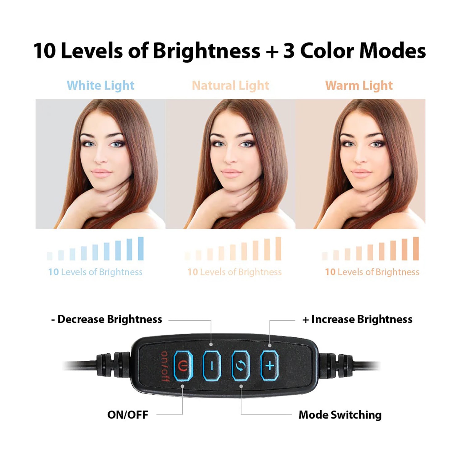 Bower LED Phone Ring Light Tabletop Stand For Smartphones, 10in, Black - Image 6