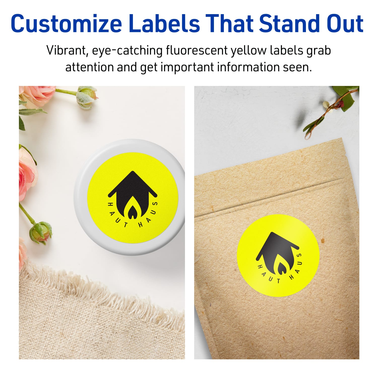 Avery Print-To-The-Edge Labels With Sure Feed Technology, 94502-NYP20, Round, 2-1/2in, Matte Neon Yellow, Pack of 180 - Image 4