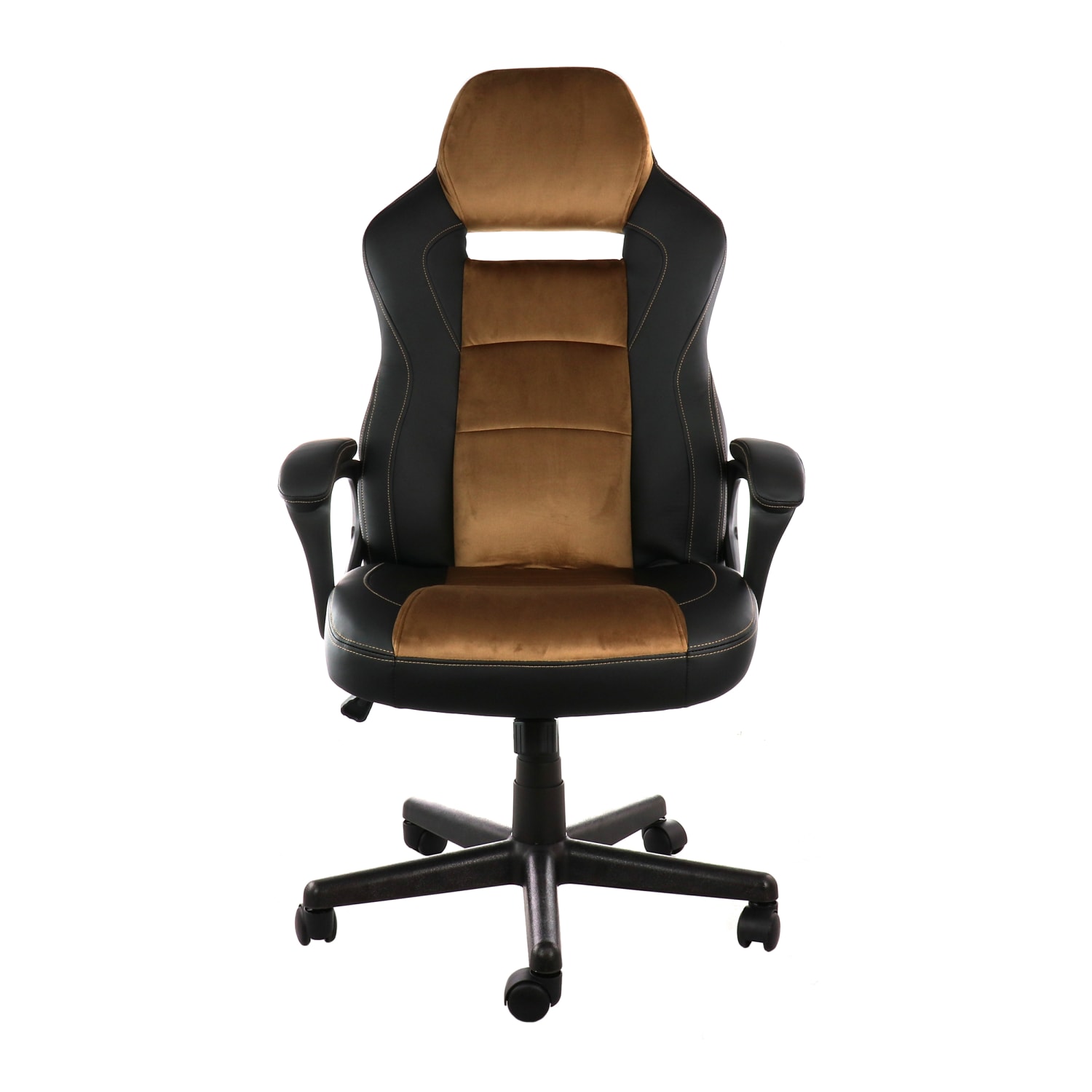 Elama Faux Leather High-Back Adjustable Office Chair, Black/Brown - Image 3
