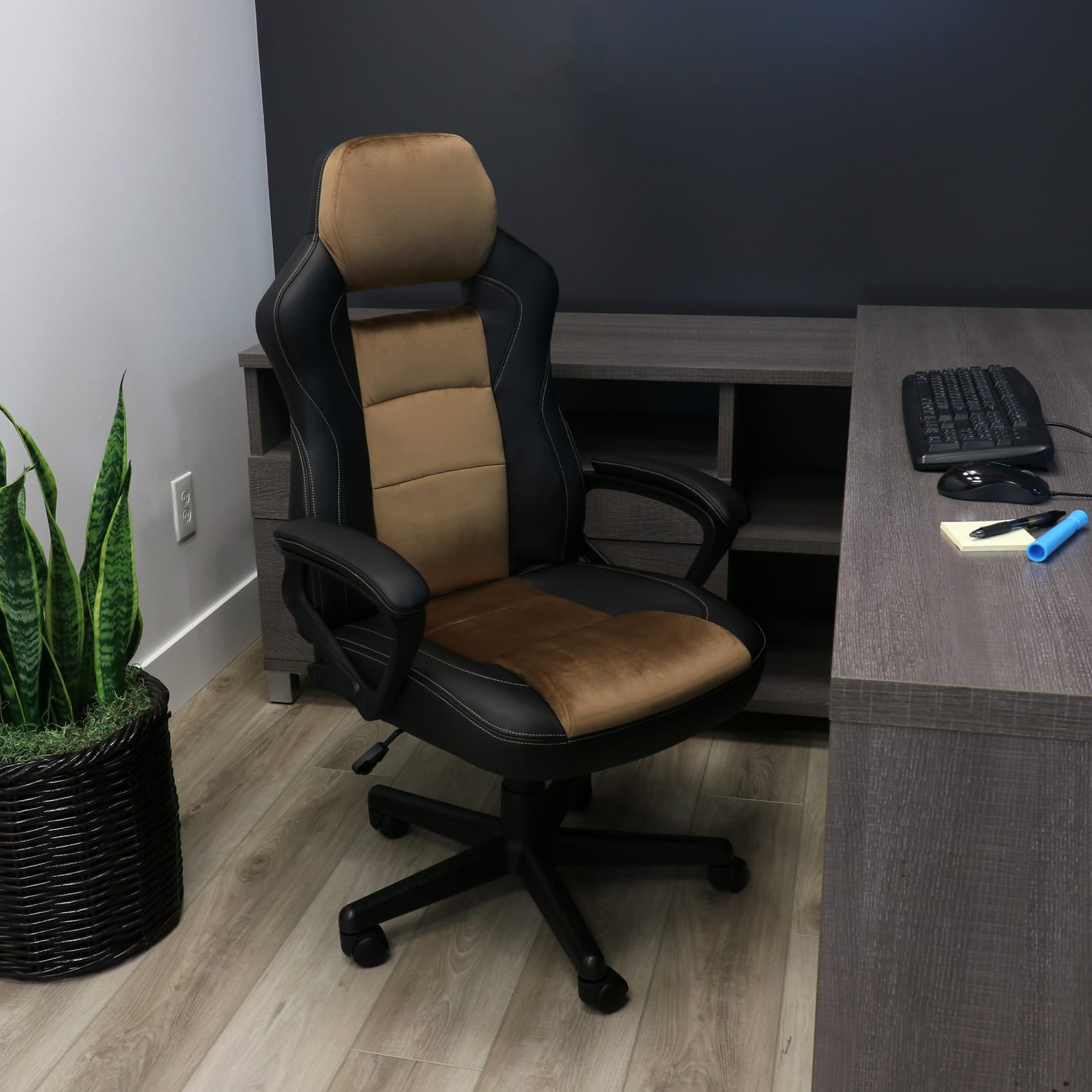 Elama Faux Leather HighBack Adjustable Office Chair BlackBrown PopularChairscom Elama Faux Leather High Back Adjustable Office Chair BlackBrown PopularChairscom