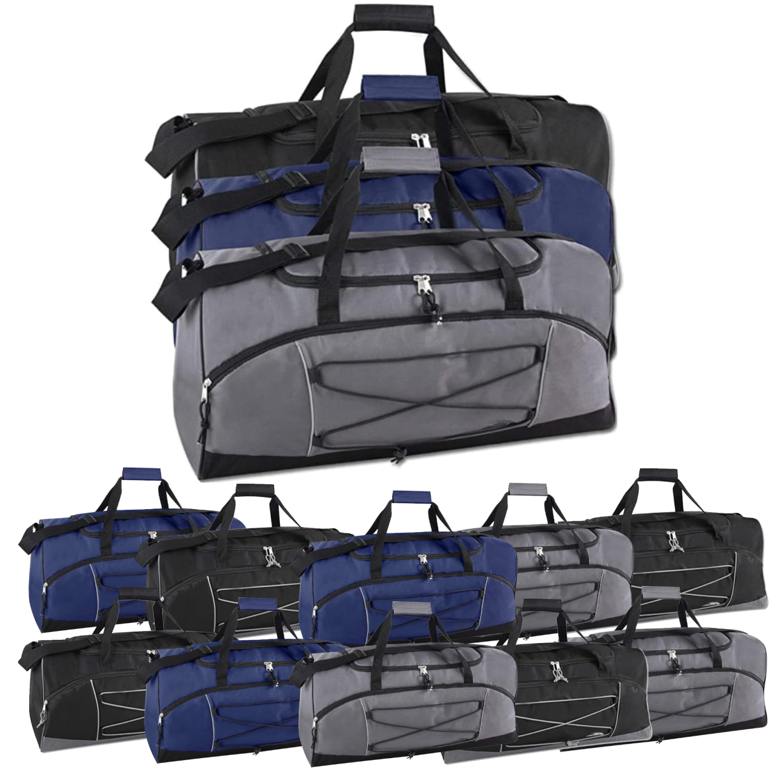 Trailmaker Duffel Bags, 12inH x 26inW x 11-1/2inD, Assorted Colors, Set Of 24 Duffel Bags - Image 3