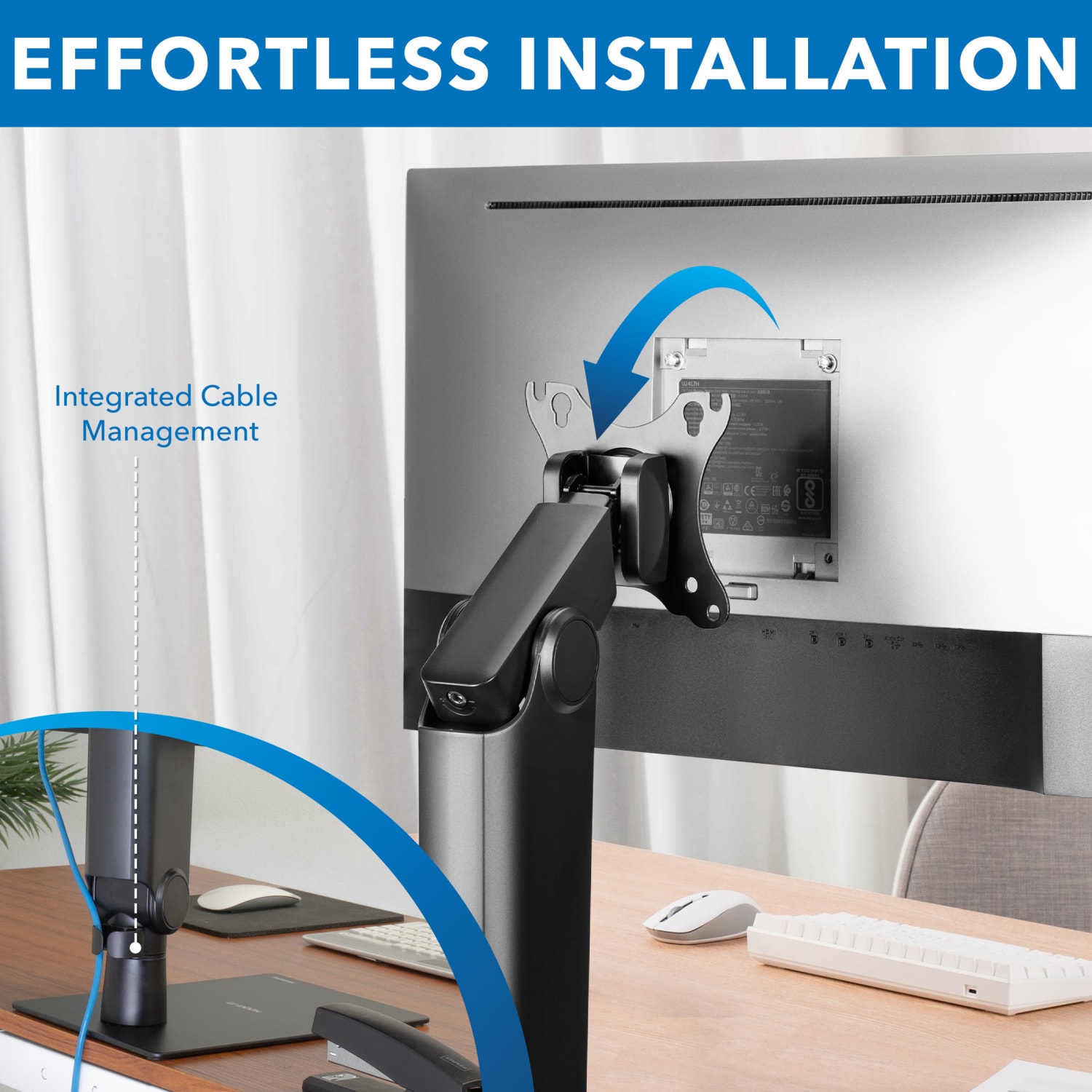 Mount-It! Freestanding 32in Monitor Arm With Height Adjustment, Black - Image 5
