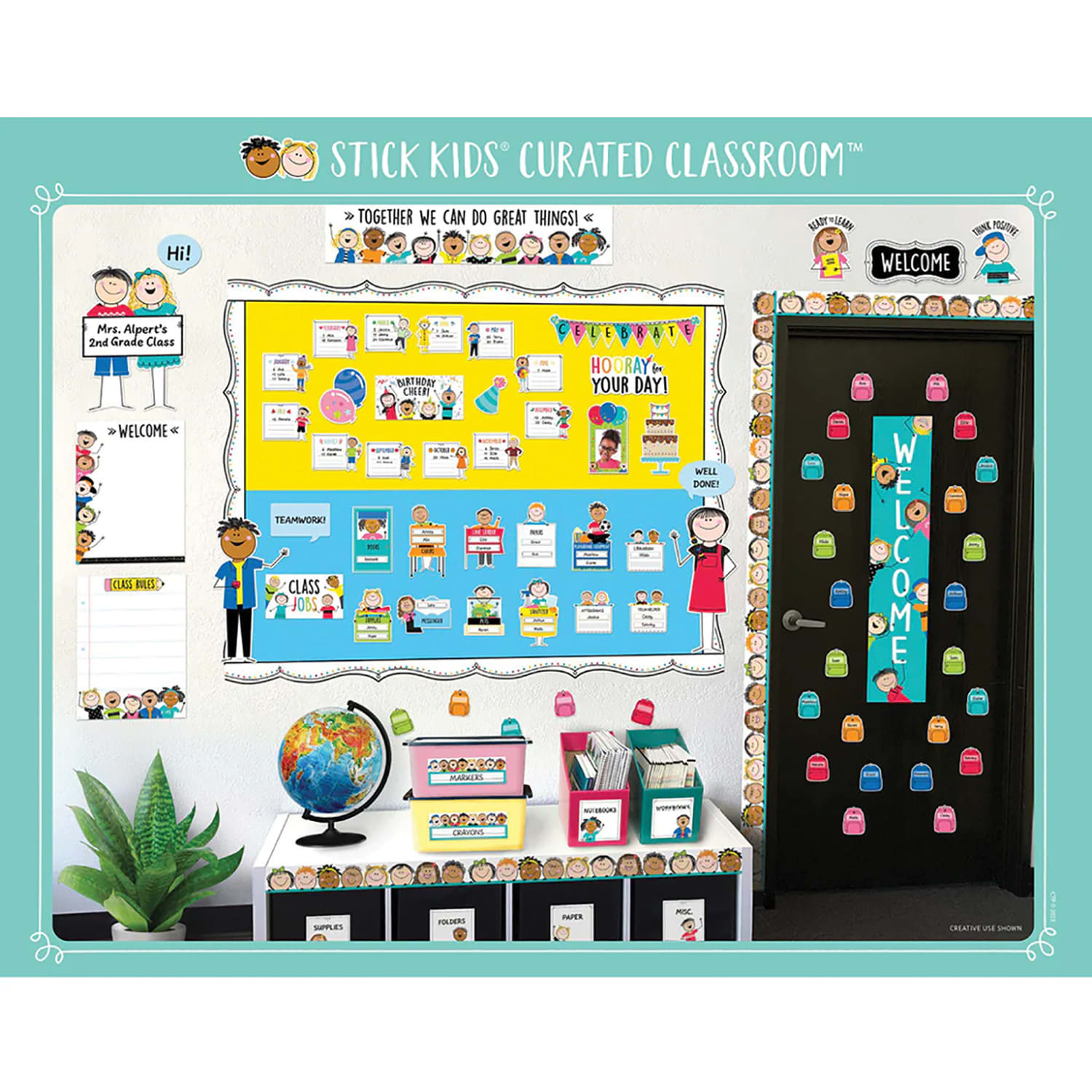 Creative Teaching Press Curated Classroom Stick Kids Bulletin Board Set, Back To School, All Ages, Set Of 217 Pieces - Image 3