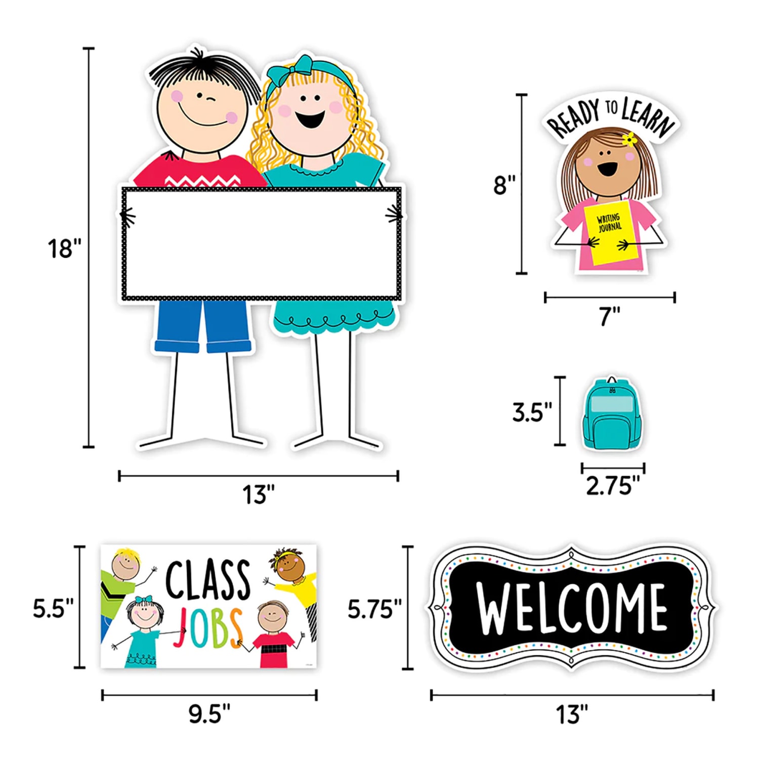 Creative Teaching Press Curated Classroom Stick Kids Bulletin Board Set, Back To School, All Ages, Set Of 217 Pieces - Image 5