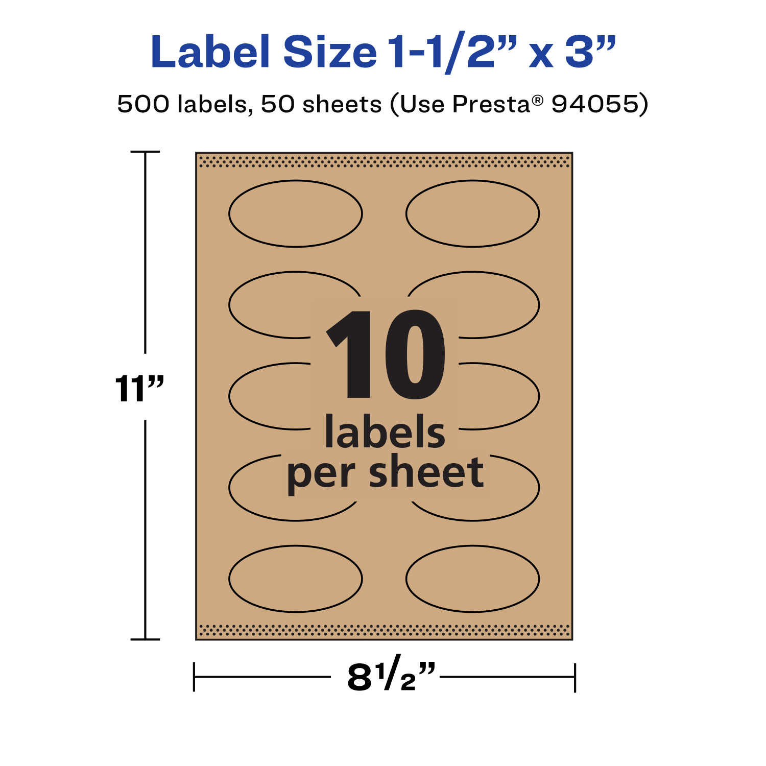 Avery Kraft Permanent Labels With Sure Feed, 94055-KMP50, Oval, 1-1/2in x 3in, Brown, Pack Of 500 - Image 6
